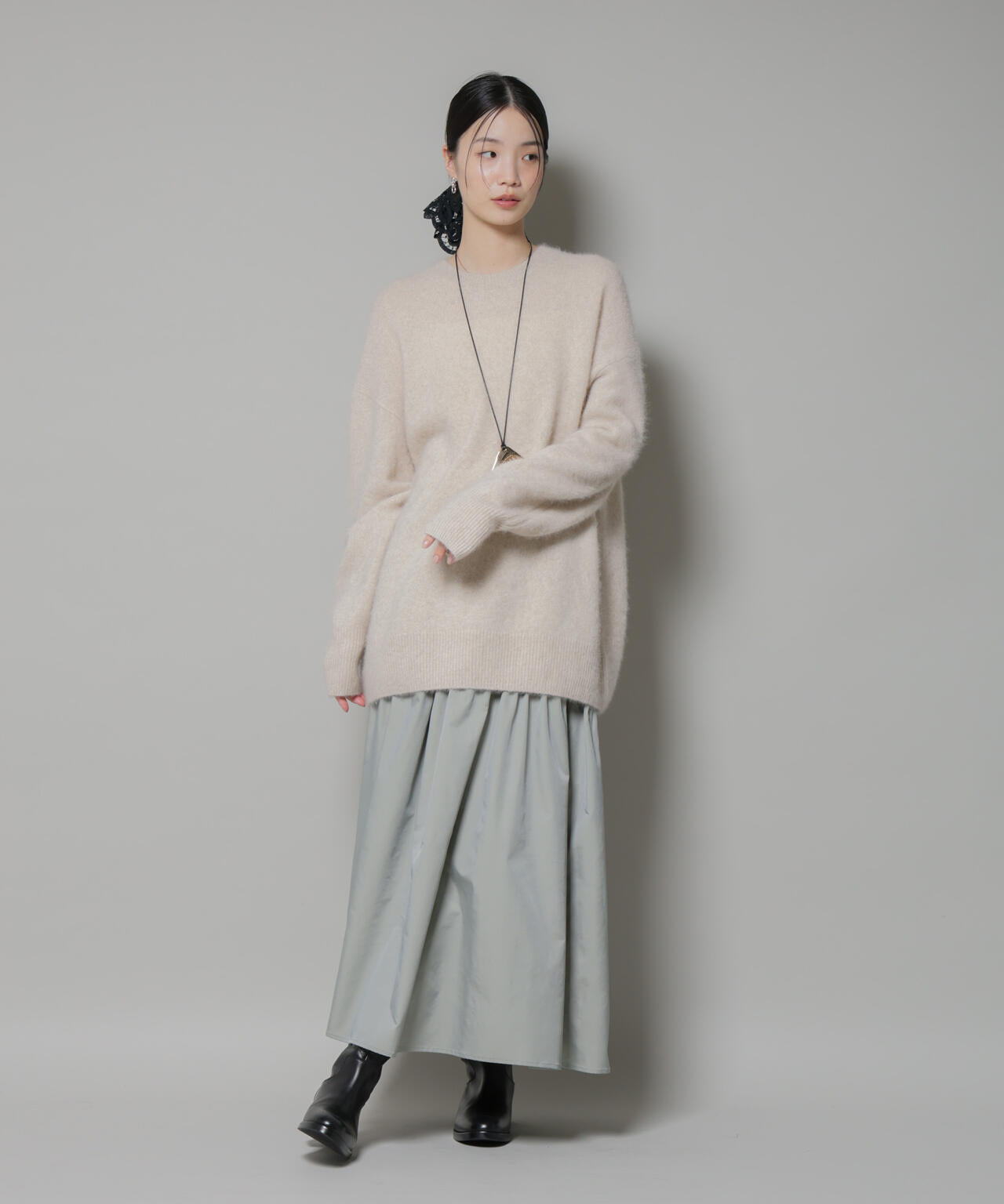 ウォッシャブルフォックスクルーワイドニットプルオーバー 6695222309