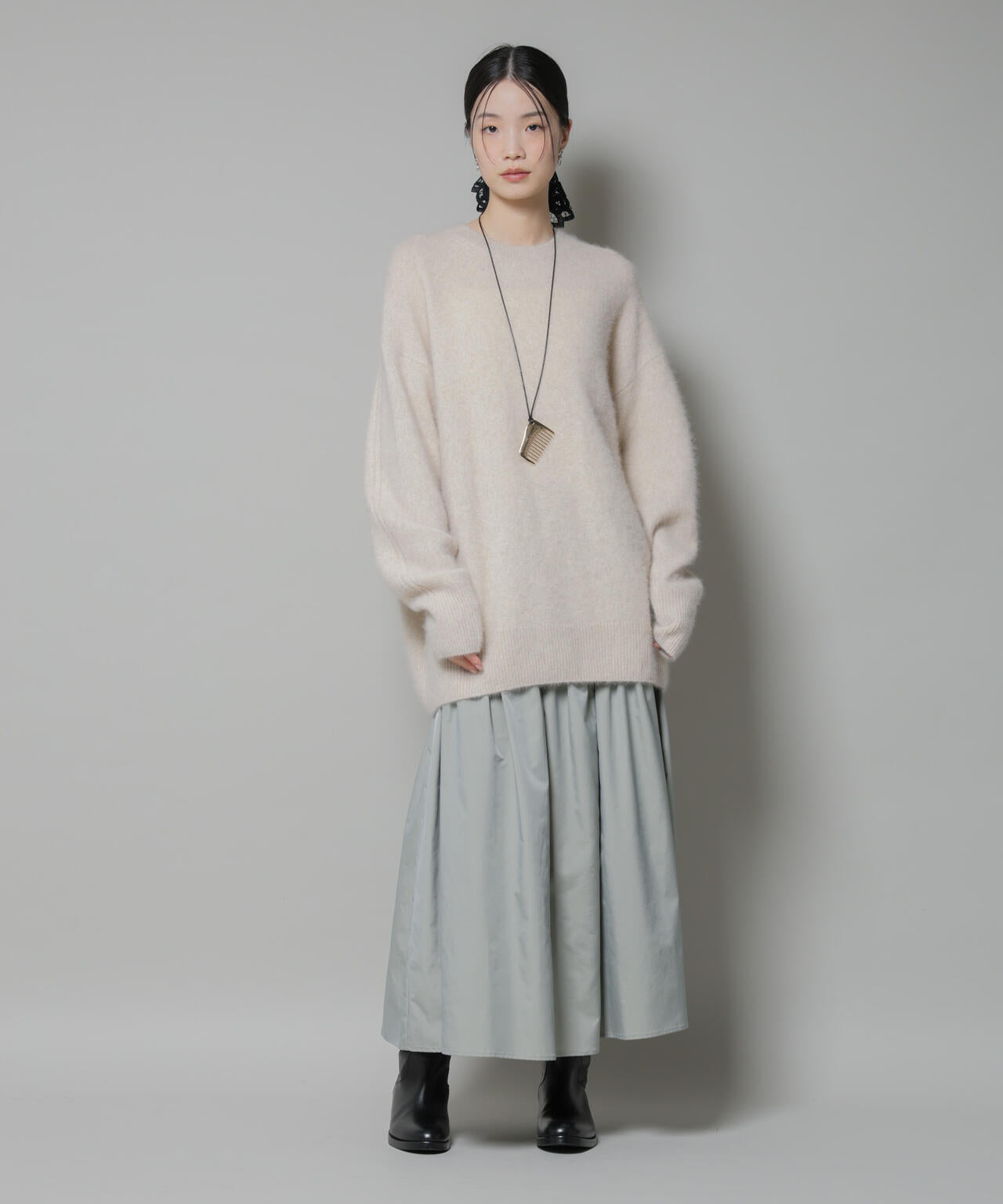 ウォッシャブルフォックスクルーワイドニットプルオーバー 6695222309