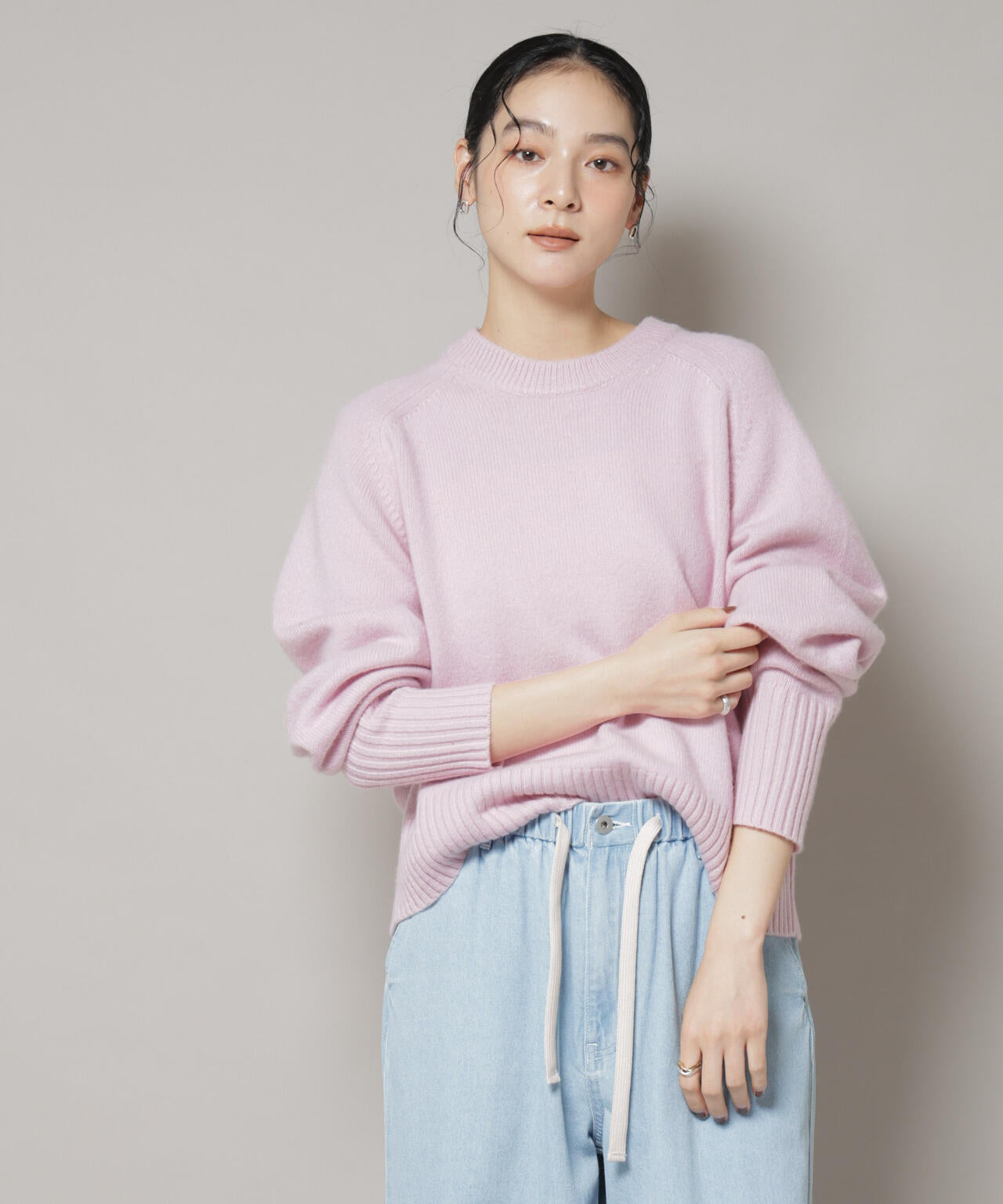 AQUAウールカシミヤクルーネックニットプルオーバー 6695222310