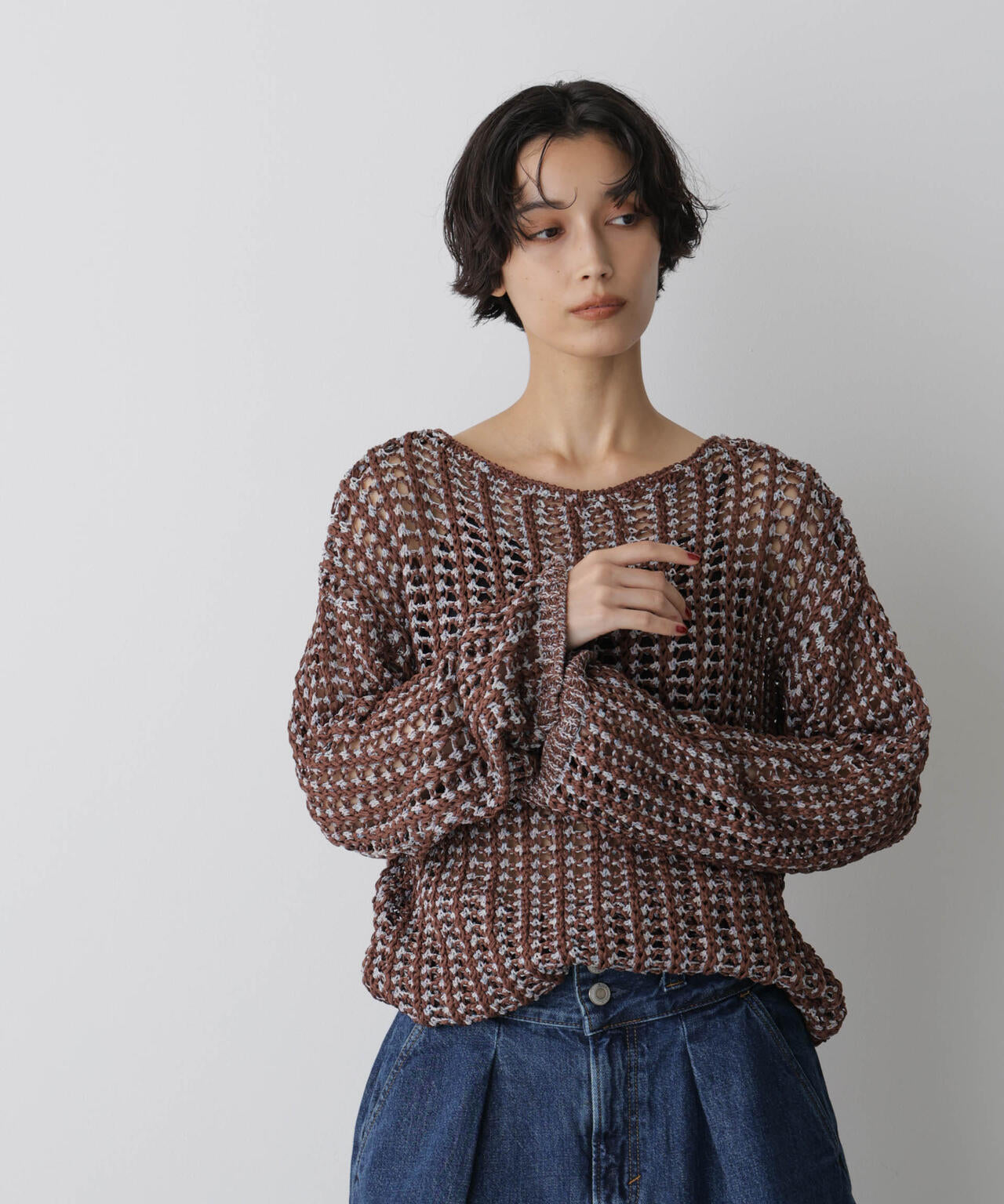「STEVELOUR」シャイニーレースニットトップス 6695222327