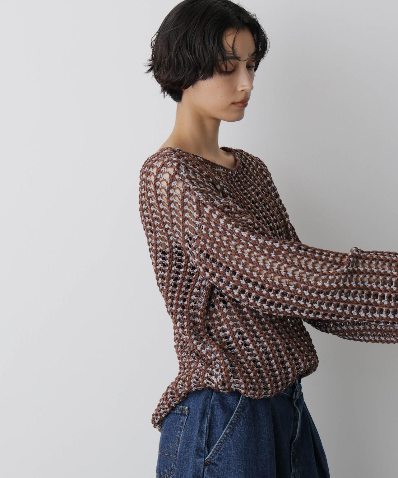 「STEVELOUR」シャイニーレースニットトップス 6695222327