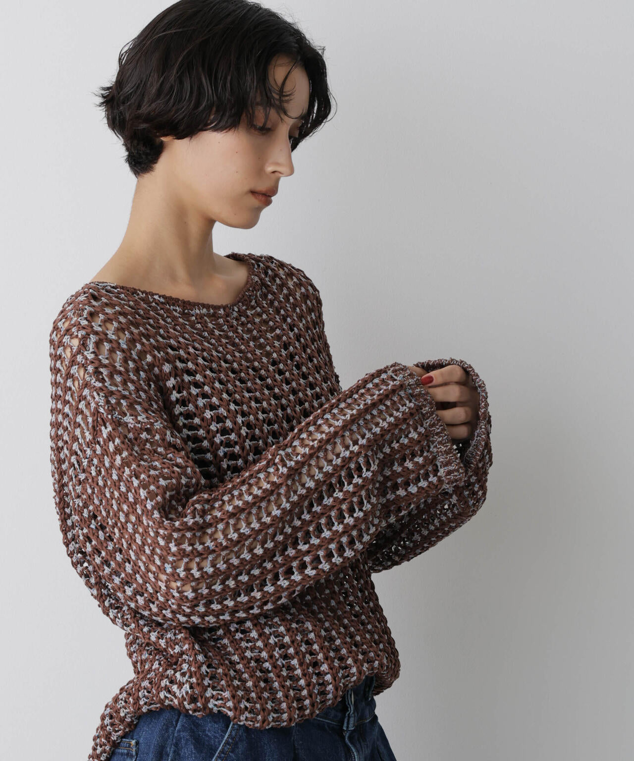 「STEVELOUR」シャイニーレースニットトップス 6695222327