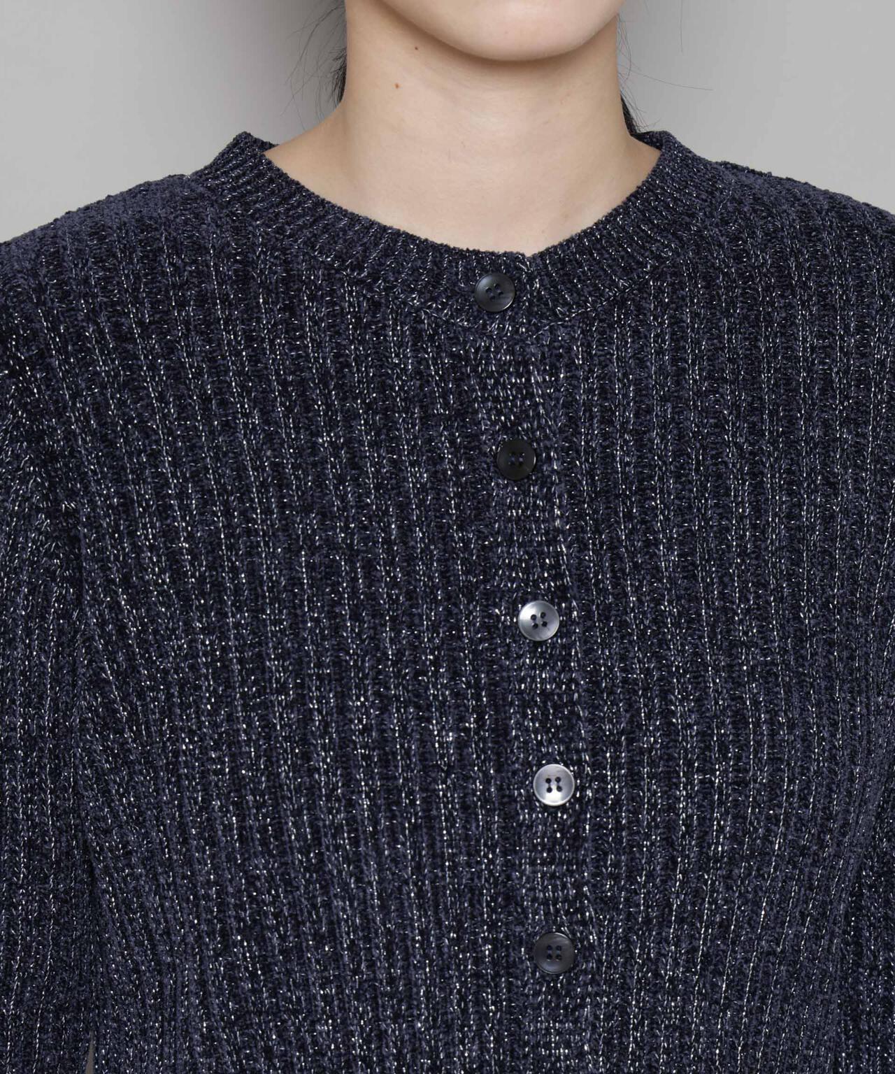 ラメモールワイドリブ前後2WAYフレアスリーブニット(セットアップ可) 6695222334