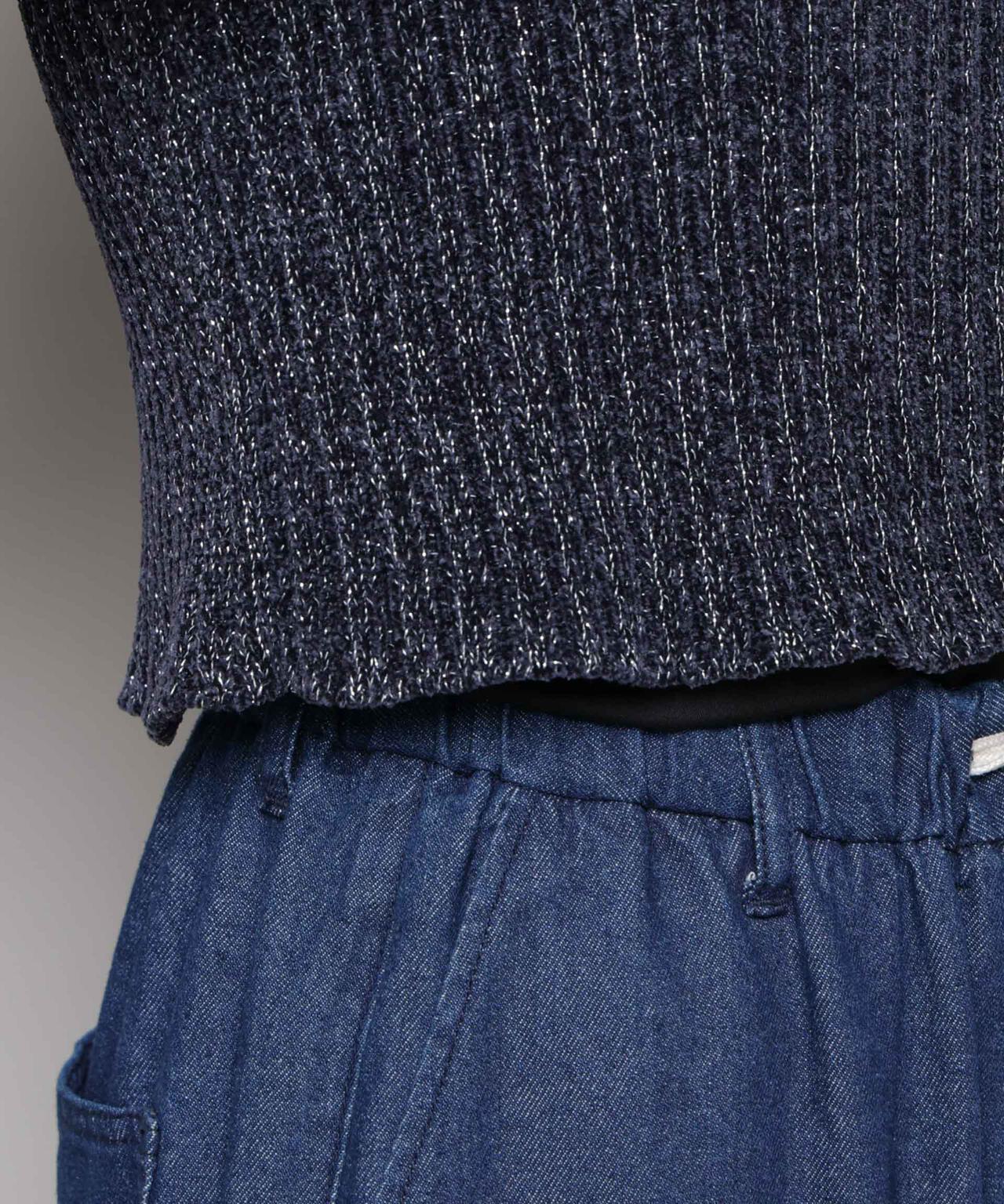 ラメモールワイドリブ前後2WAYフレアスリーブニット(セットアップ可) 6695222334