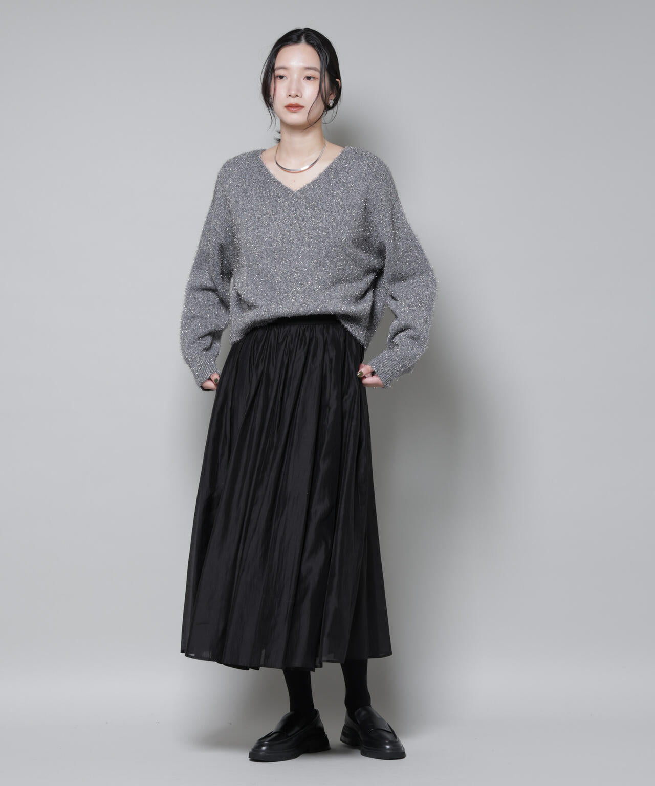 前後2wayラメミックスフェザーニット 6695222335