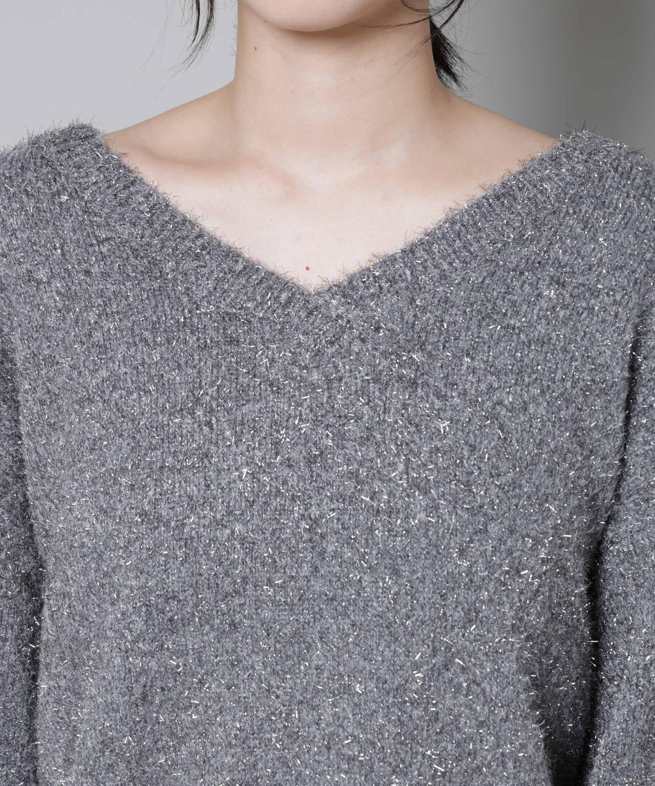 前後2wayラメミックスフェザーニット 6695222335