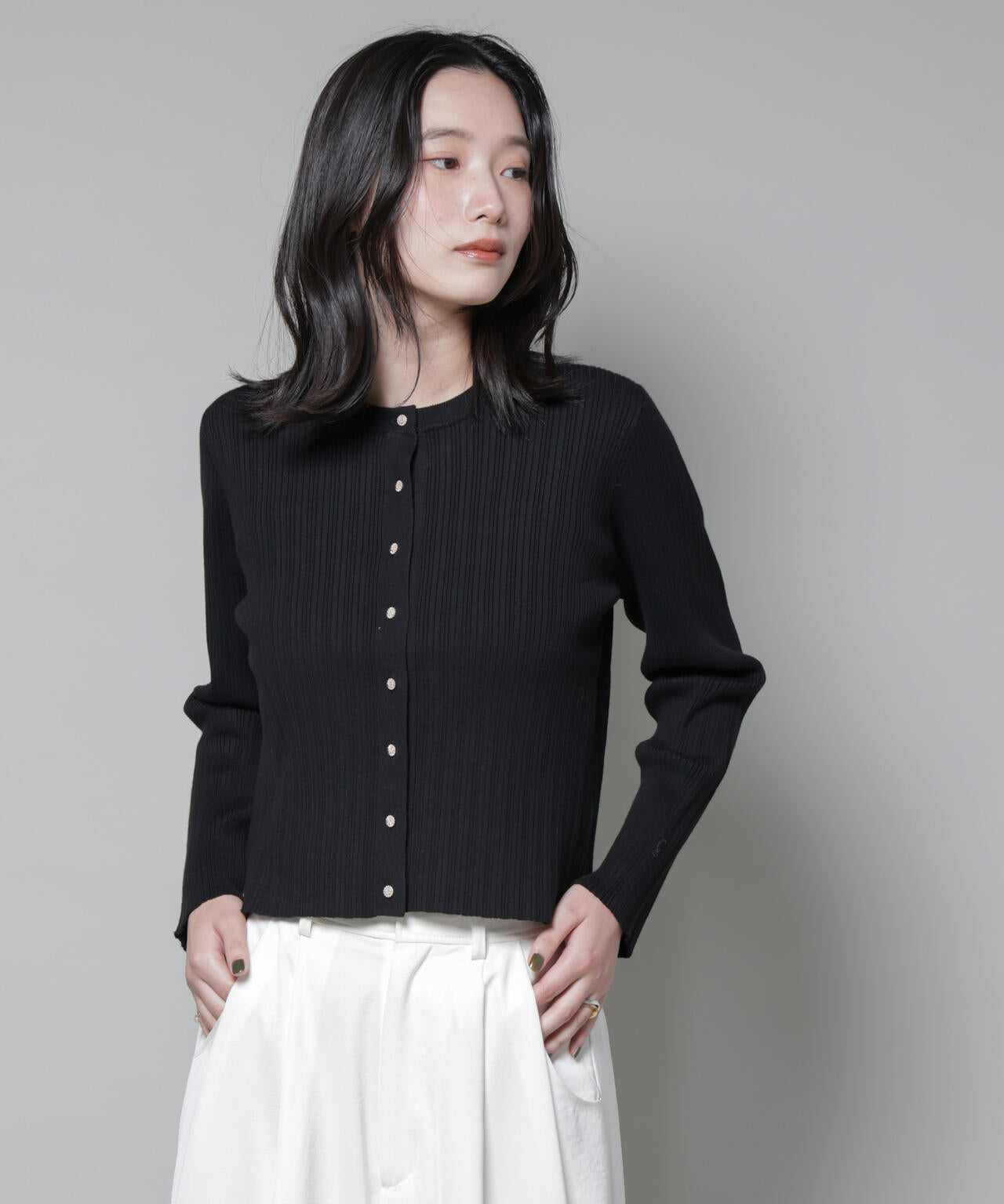 ホホバオイル加工ランダムリブカーディガン 6695222340