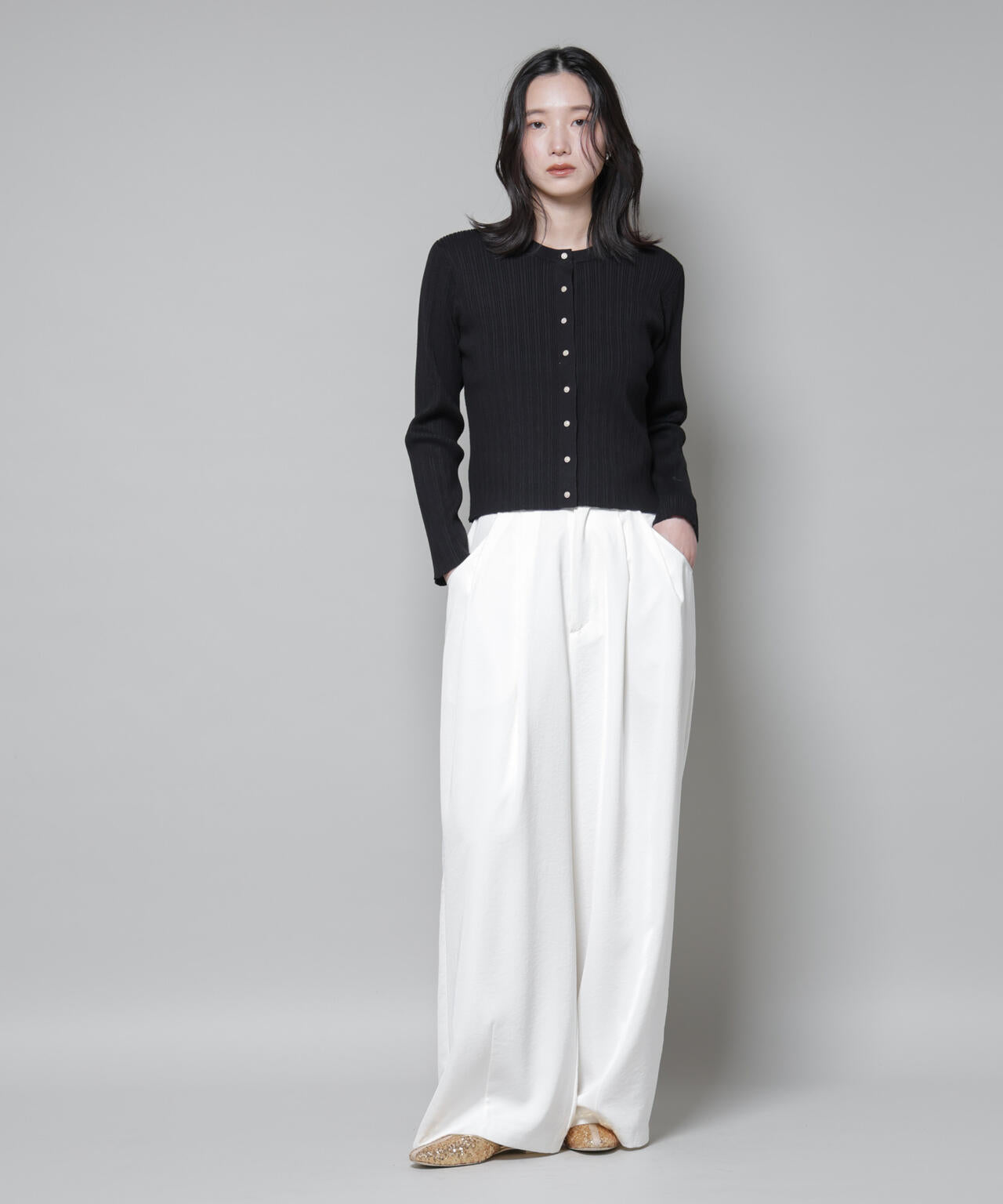 ホホバオイル加工ランダムリブカーディガン 6695222340