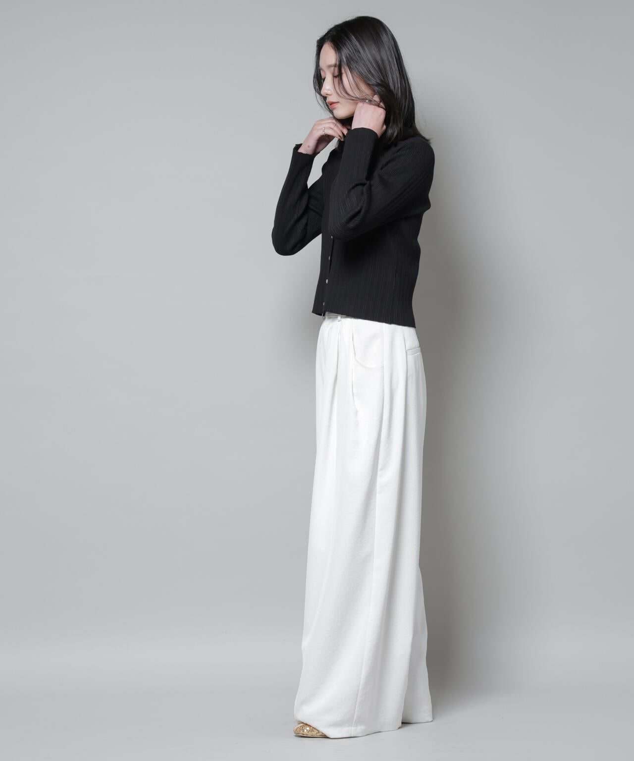 ホホバオイル加工ランダムリブカーディガン 6695222340