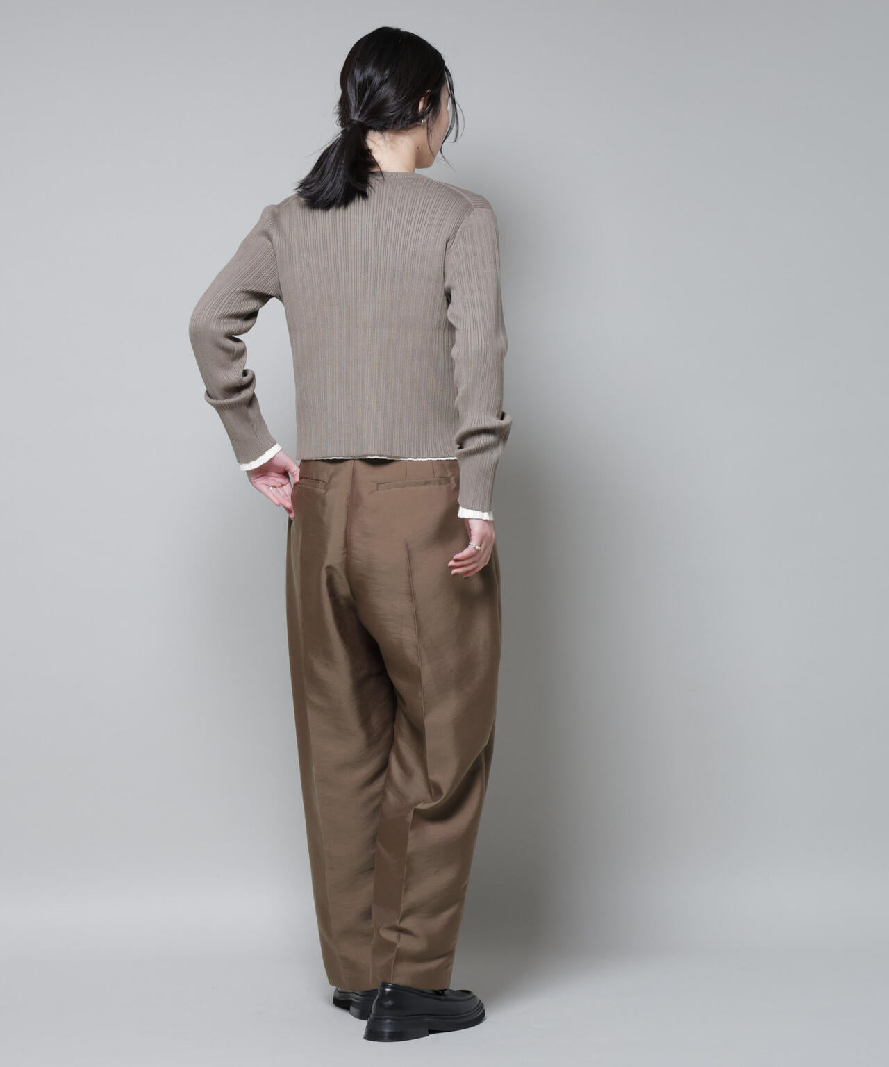 ホホバオイル加工ランダムリブカーディガン 6695222340