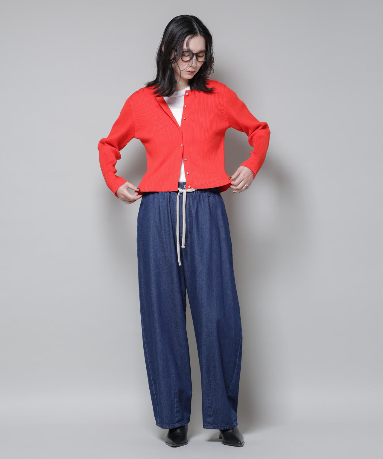 ホホバオイル加工ランダムリブカーディガン 6695222340