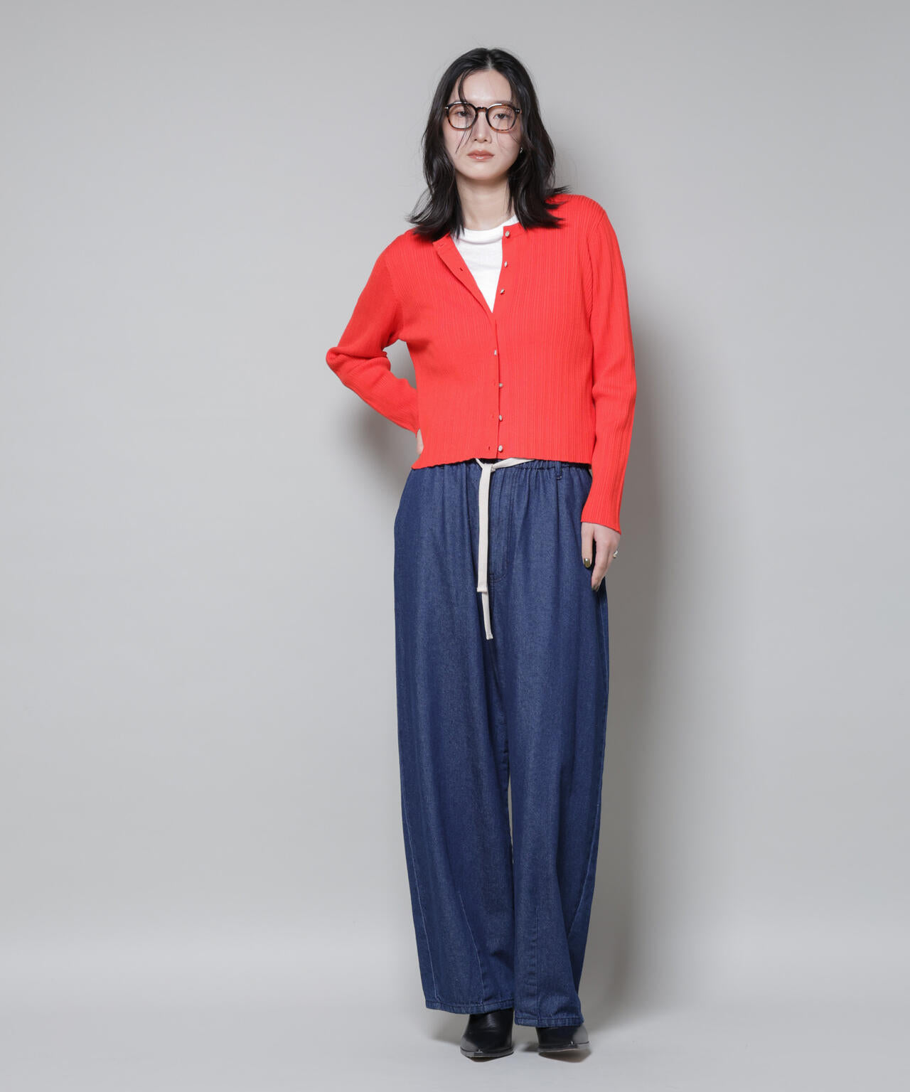 ホホバオイル加工ランダムリブカーディガン 6695222340