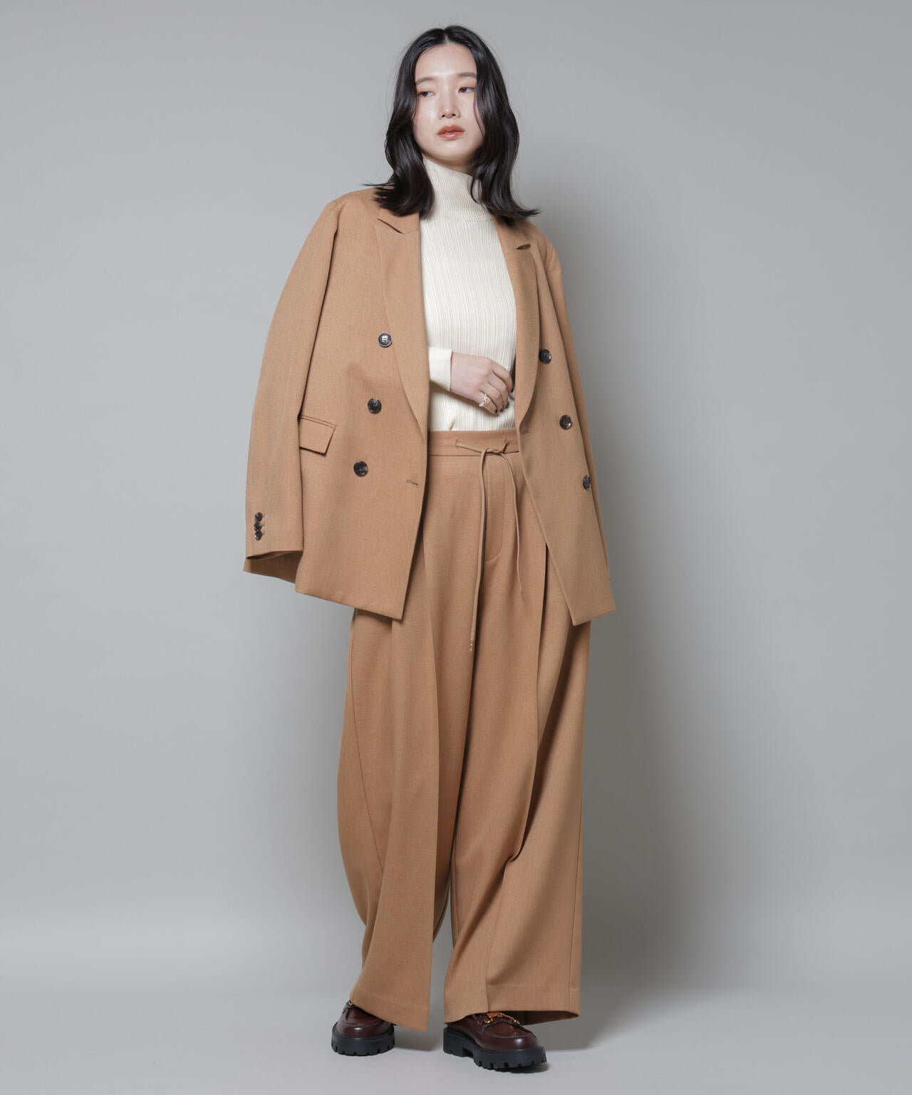 ホホバオイル加工ランダムリブタートルニット 6695222341