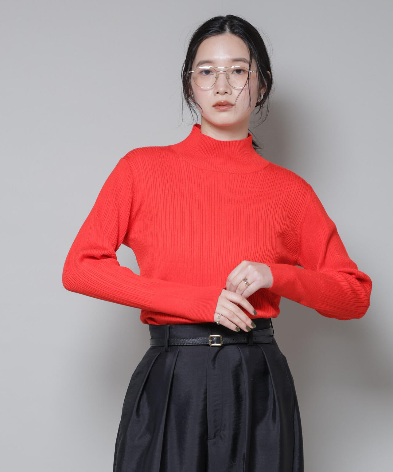 ホホバオイル加工ランダムリブタートルニット 6695222341