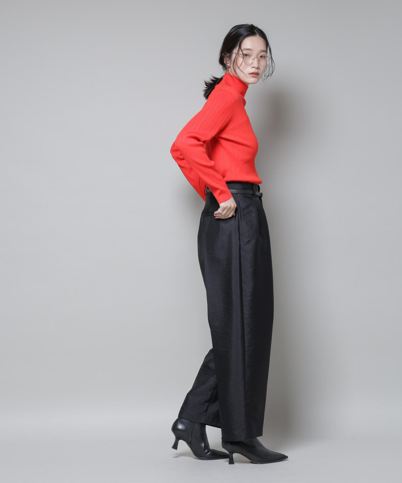 ホホバオイル加工ランダムリブタートルニット 6695222341