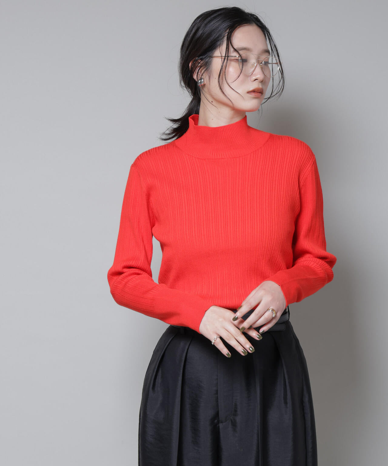 ホホバオイル加工ランダムリブタートルニット 6695222341