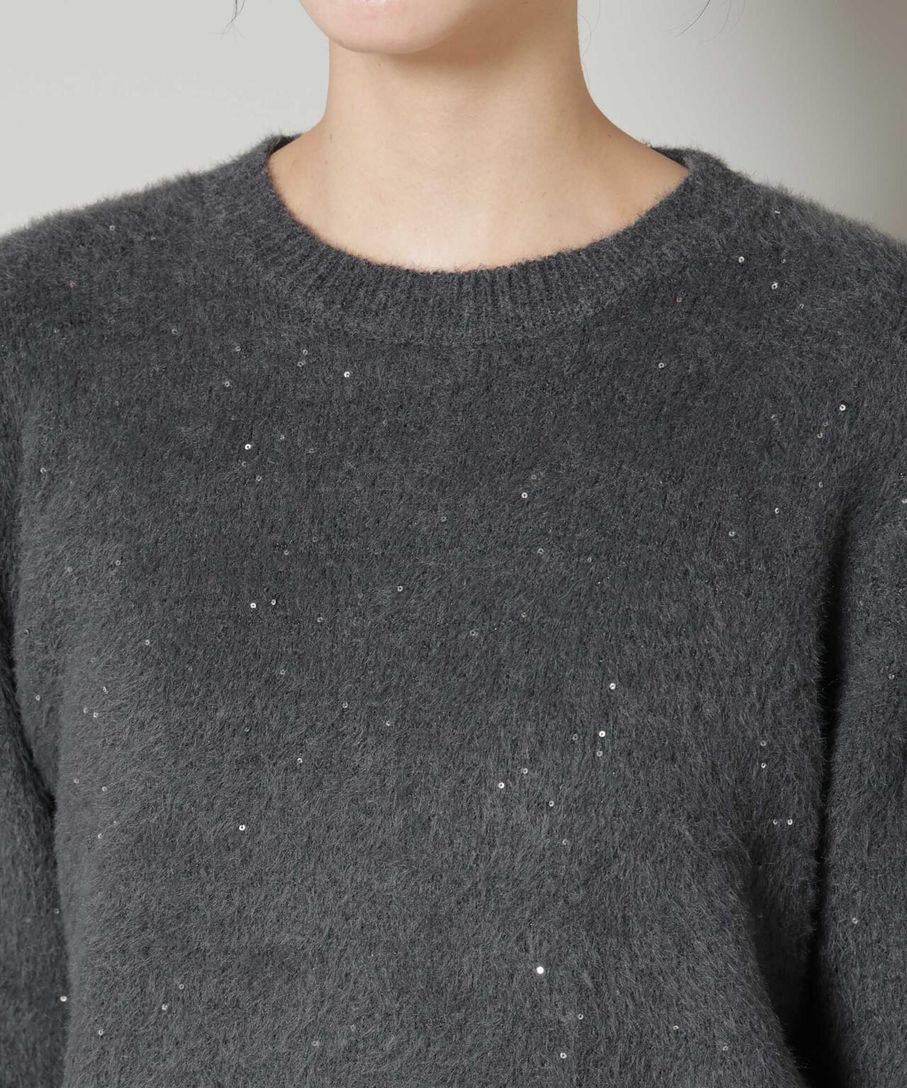 スパンコールフェザーニットプルオーバー 6695222343