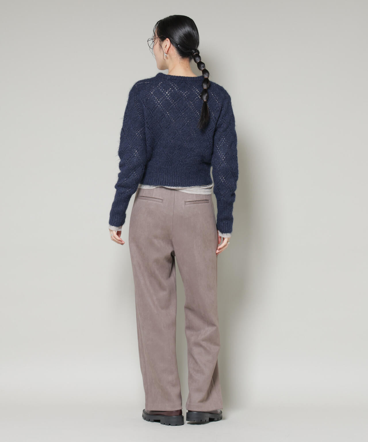 ヘアリー透かしダイヤ柄ニットプルオーバー 6695222344