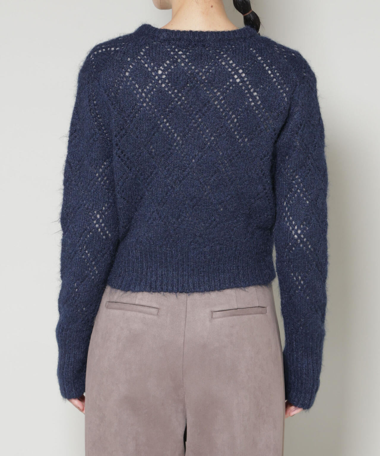 ヘアリー透かしダイヤ柄ニットプルオーバー 6695222344