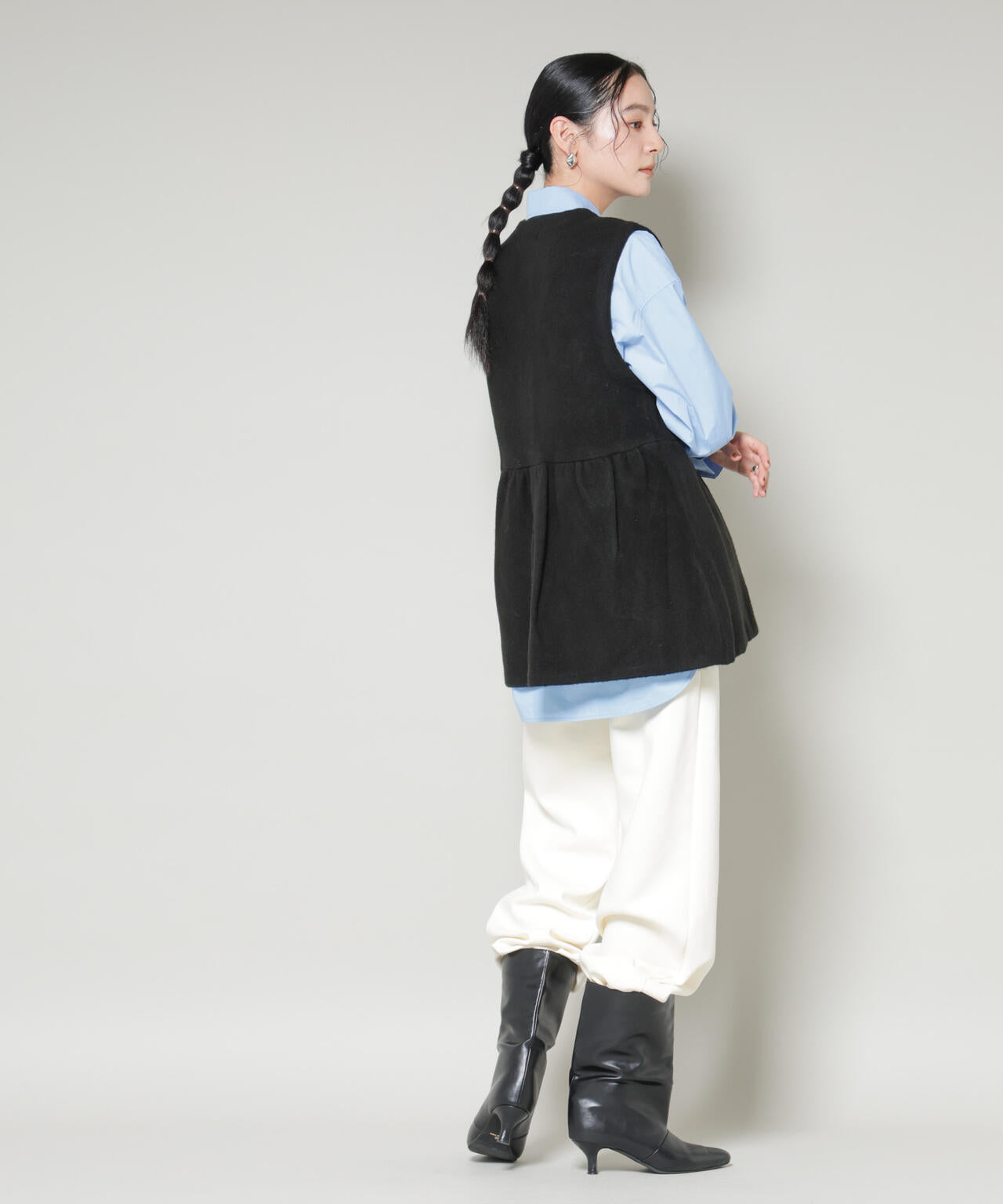 ダブルフェイスペプラムニットベスト 6695222346