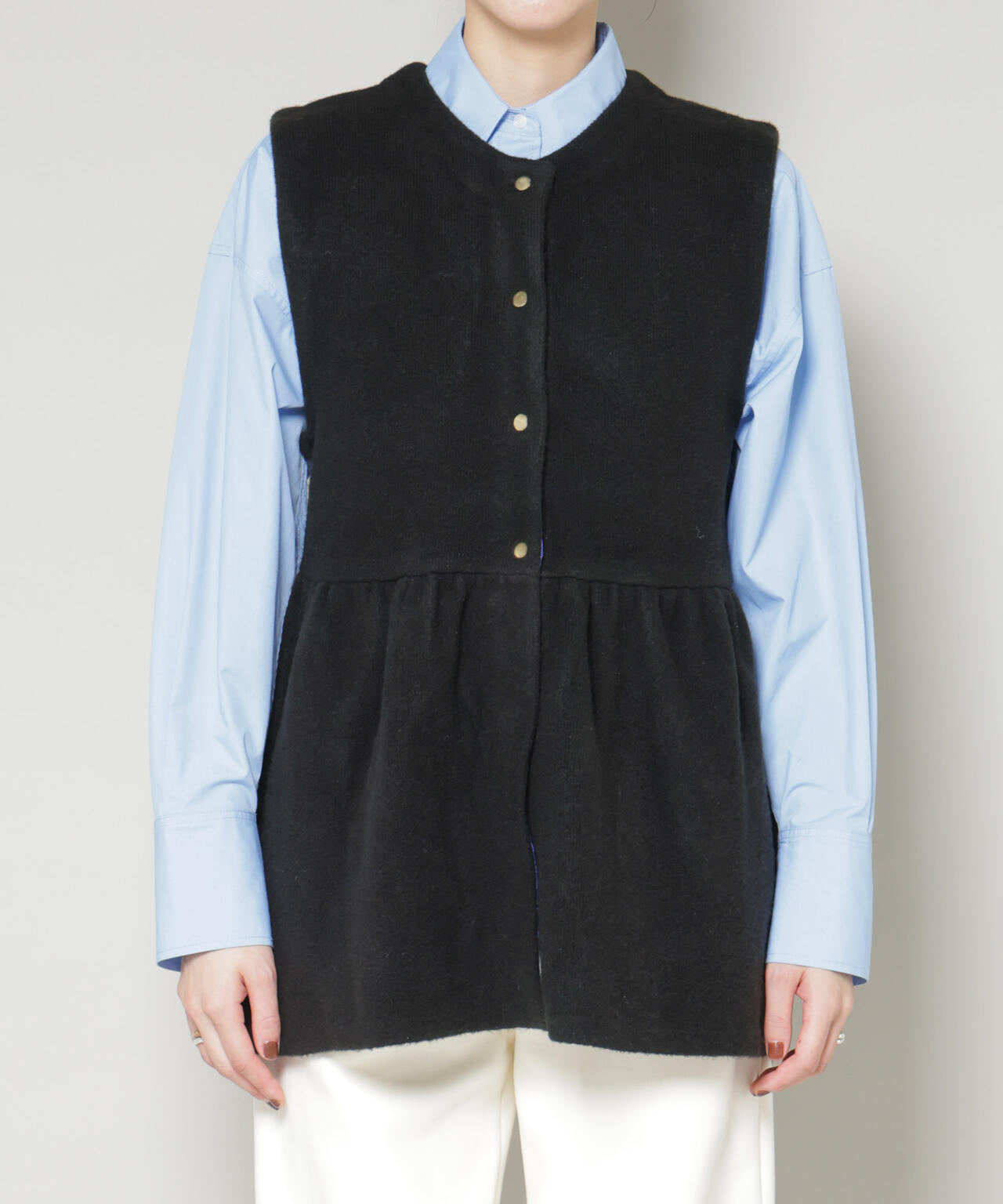 ダブルフェイスペプラムニットベスト 6695222346