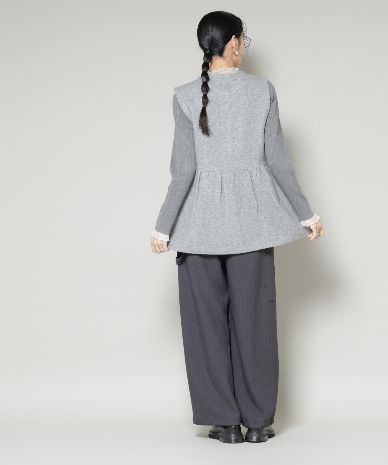 ダブルフェイスペプラムニットベスト 6695222346