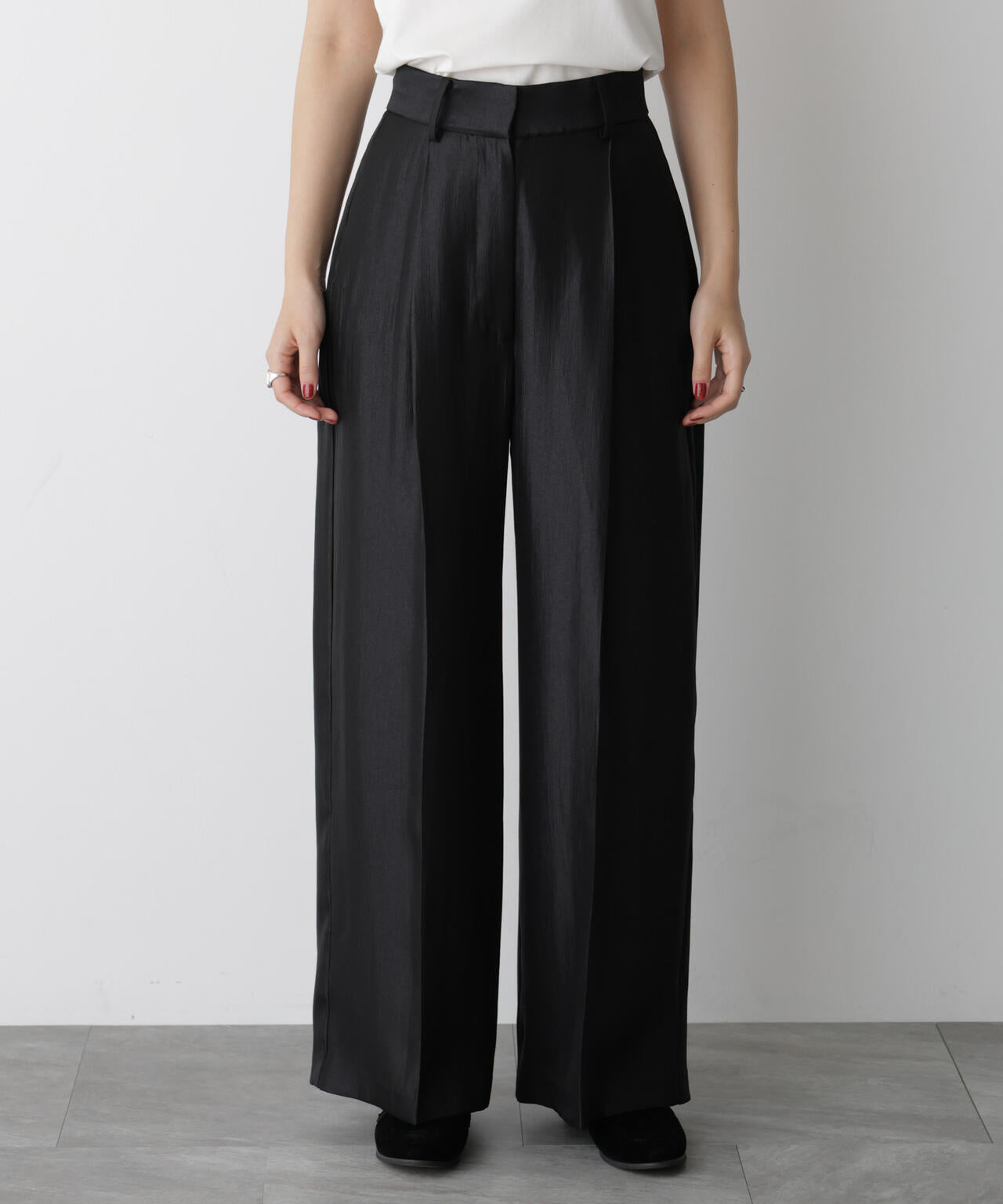「STEVELOUR」サテンタックワイドパンツ(セットアップ可) 6695227314