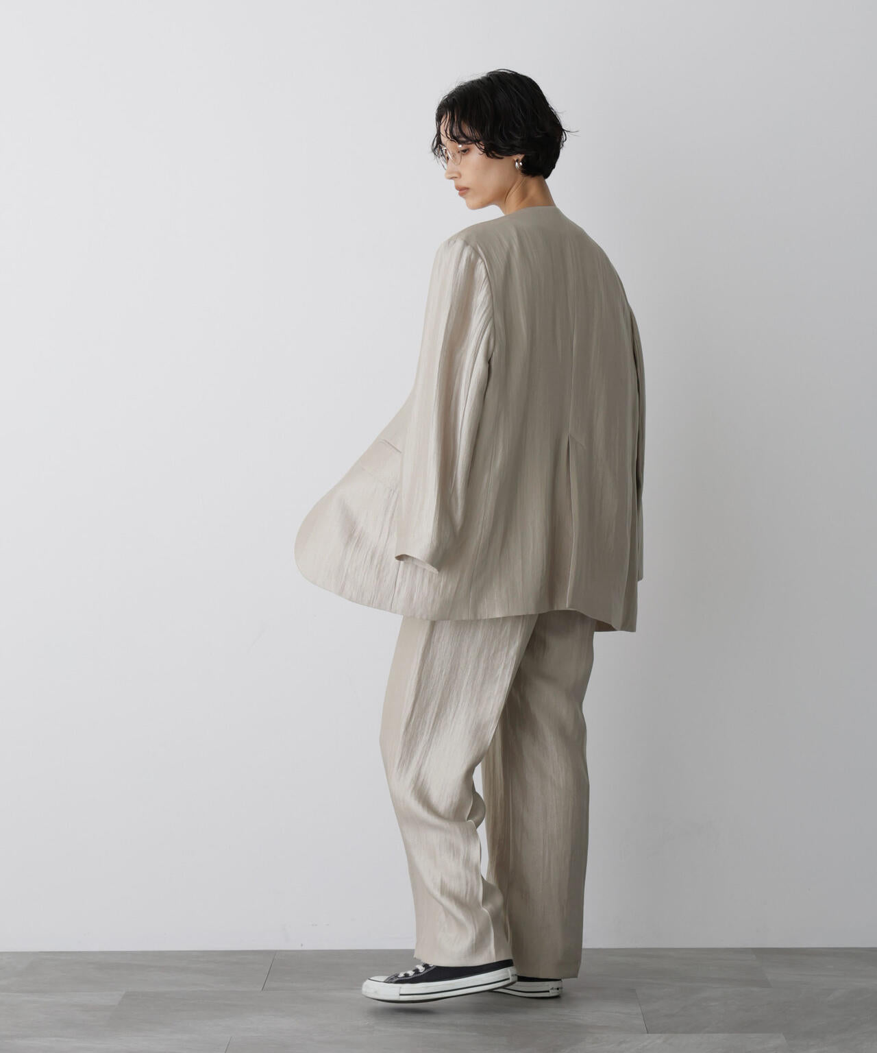 「STEVELOUR」サテンタックワイドパンツ(セットアップ可) 6695227314