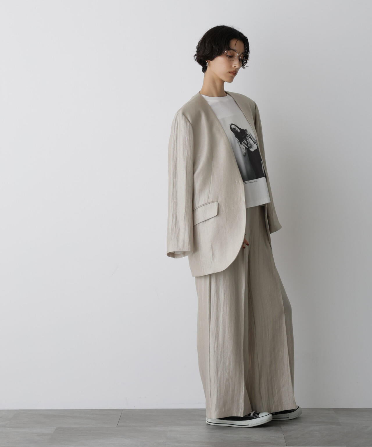 「STEVELOUR」サテンタックワイドパンツ(セットアップ可) 6695227314