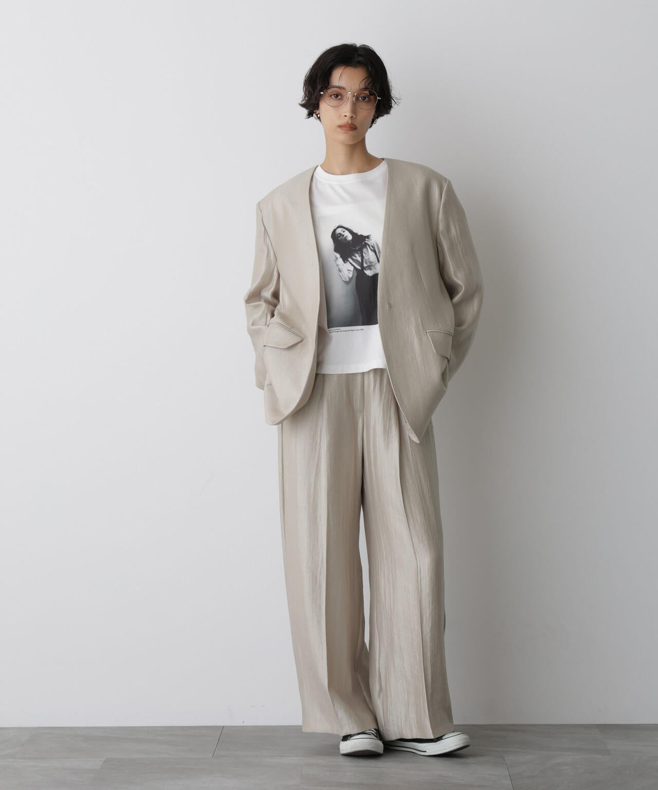 「STEVELOUR」サテンタックワイドパンツ(セットアップ可) 6695227314