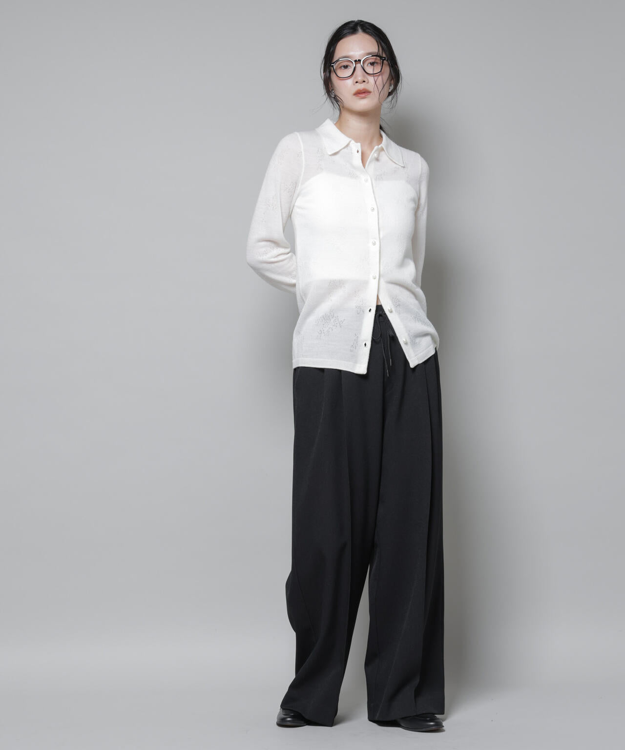 ストレッチサージピンタックイージーワイドパンツ(セットアップ可) 6695227320