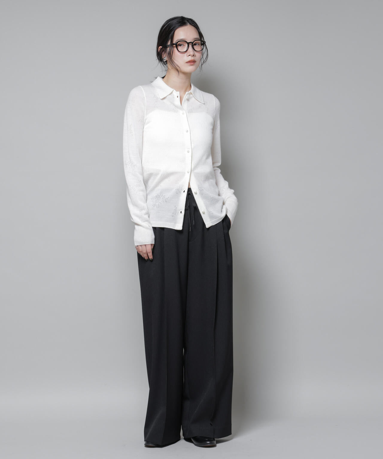 ストレッチサージピンタックイージーワイドパンツ(セットアップ可) 6695227320