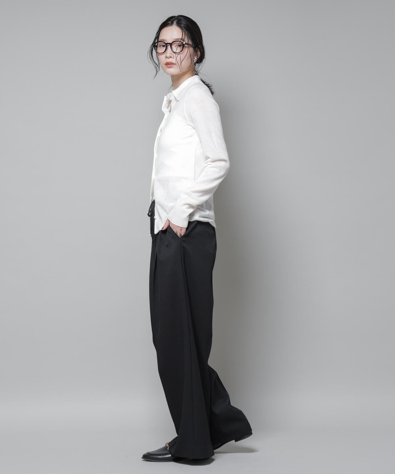 ストレッチサージピンタックイージーワイドパンツ(セットアップ可) 6695227320