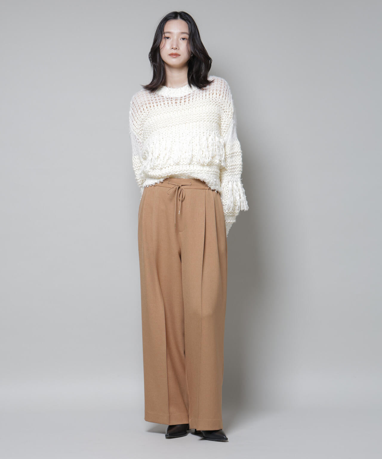 ストレッチサージピンタックイージーワイドパンツ(セットアップ可) 6695227320