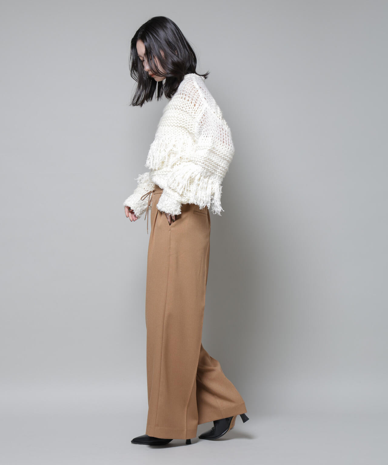 ストレッチサージピンタックイージーワイドパンツ(セットアップ可) 6695227320