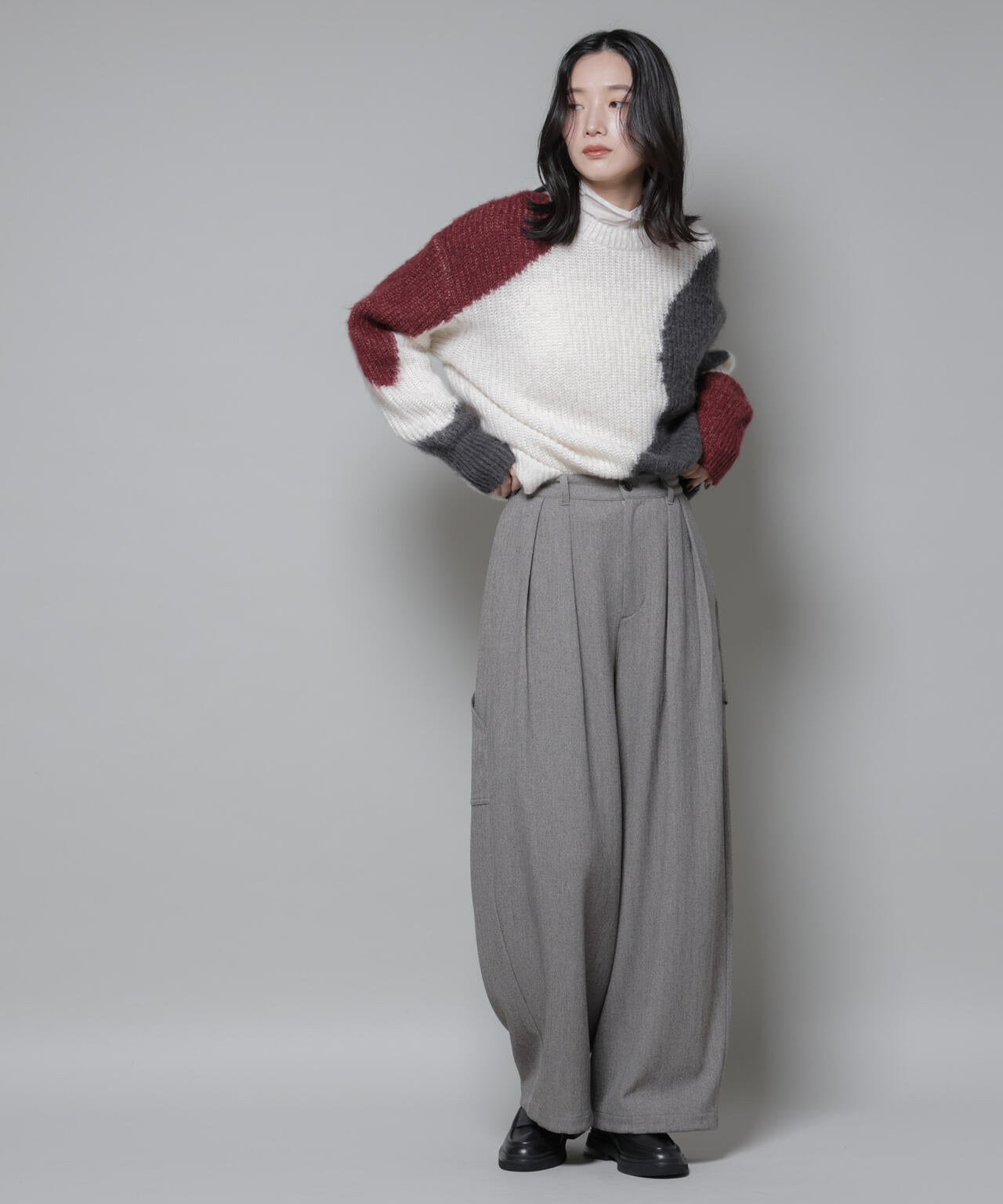 ヘリンボンツイードペインタードロストパンツ 6695227321