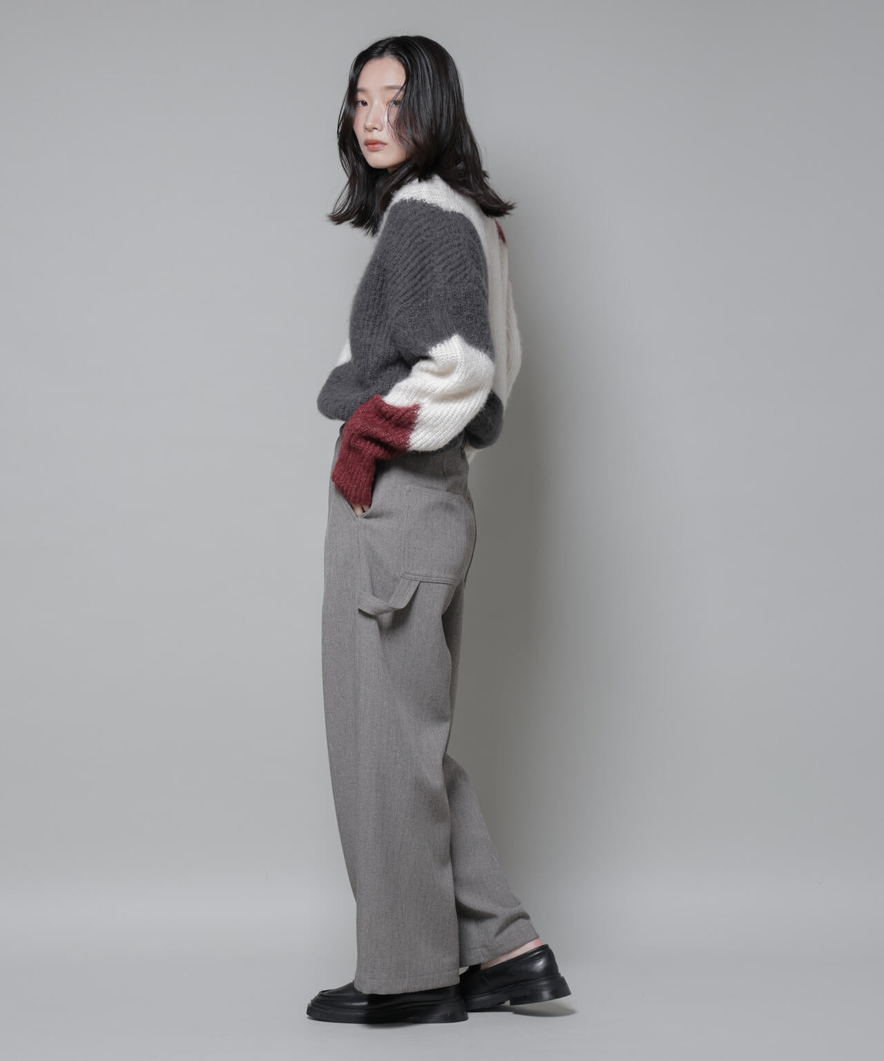 ヘリンボンツイードペインタードロストパンツ 6695227321