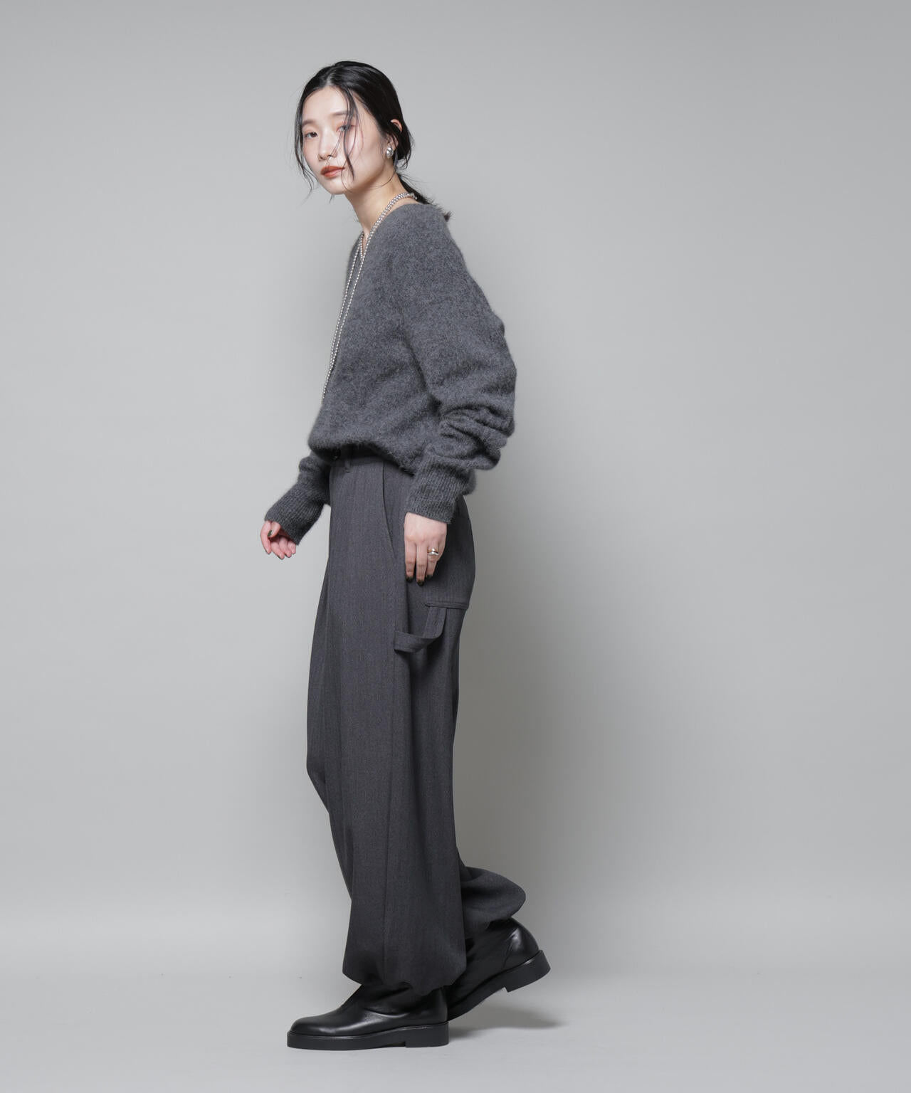 ヘリンボンツイードペインタードロストパンツ 6695227321