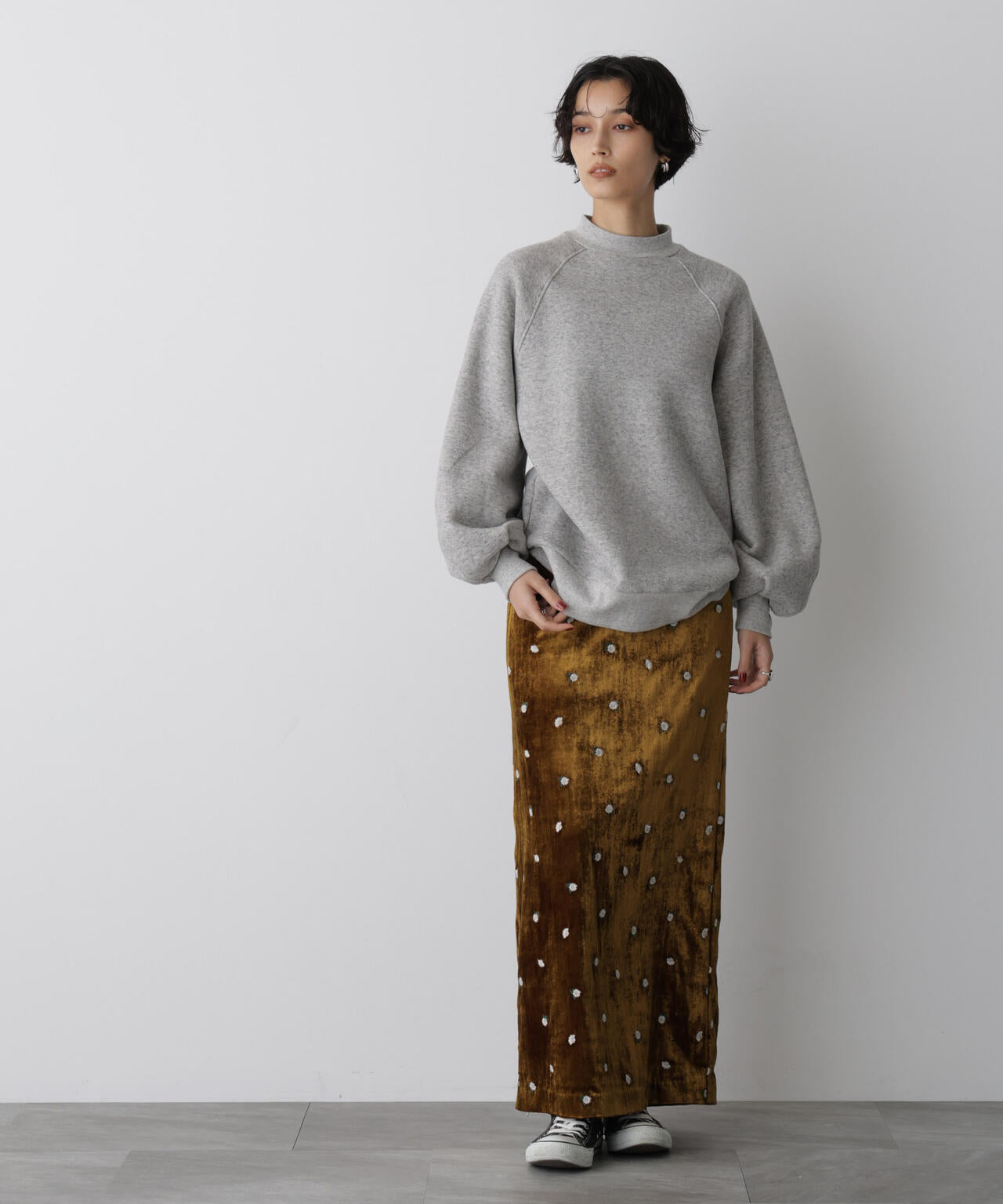 「STEVELOUR」ベロアブルームロングスカート(セットアップ可) 6695230310