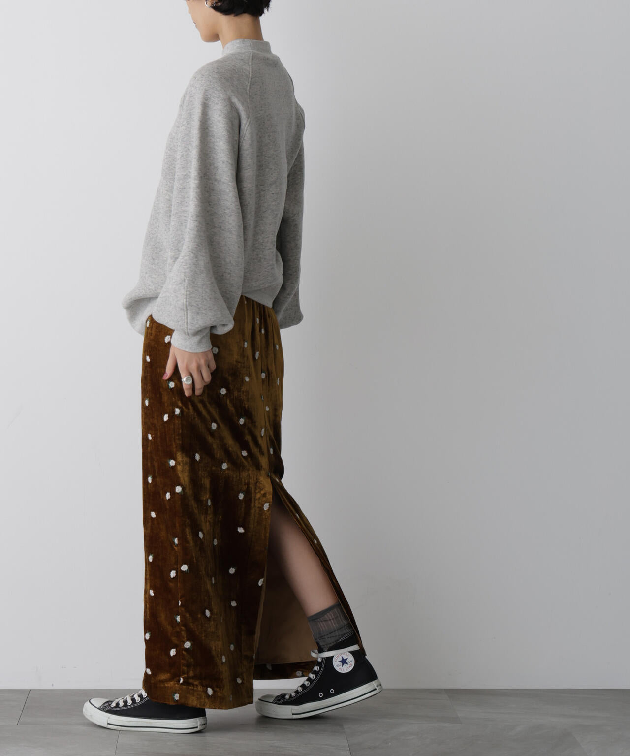 「STEVELOUR」ベロアブルームロングスカート(セットアップ可) 6695230310