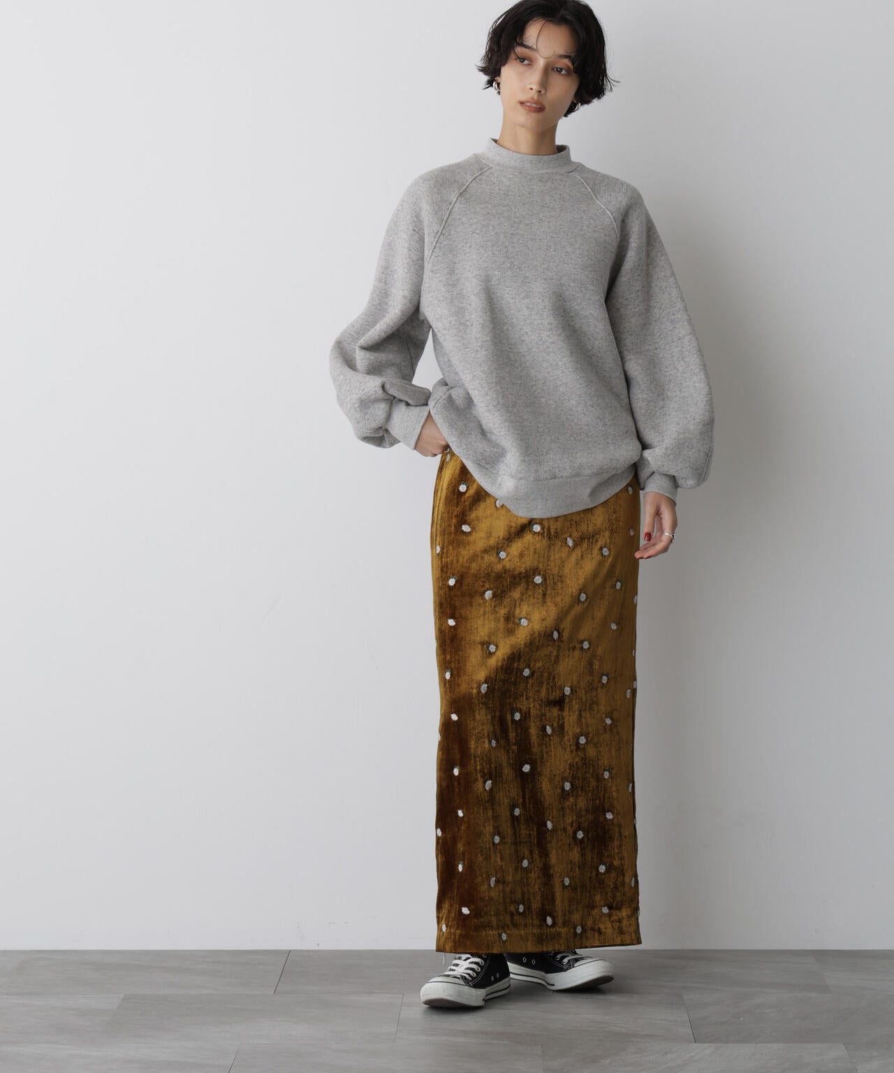 「STEVELOUR」ベロアブルームロングスカート(セットアップ可) 6695230310