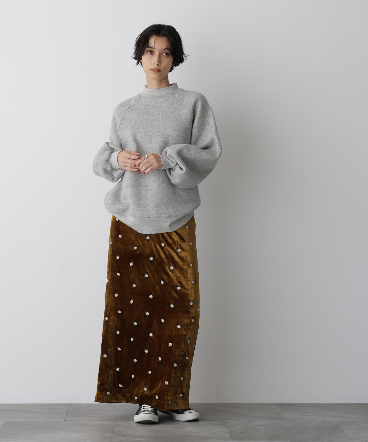 「STEVELOUR」ベロアブルームロングスカート(セットアップ可) 6695230310