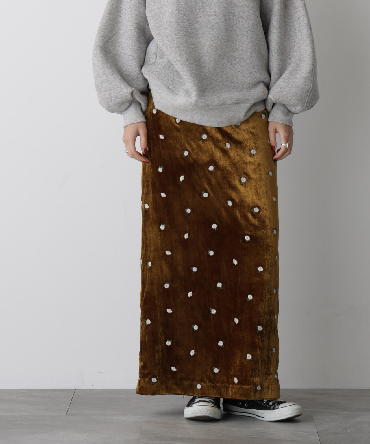 「STEVELOUR」ベロアブルームロングスカート(セットアップ可) 6695230310