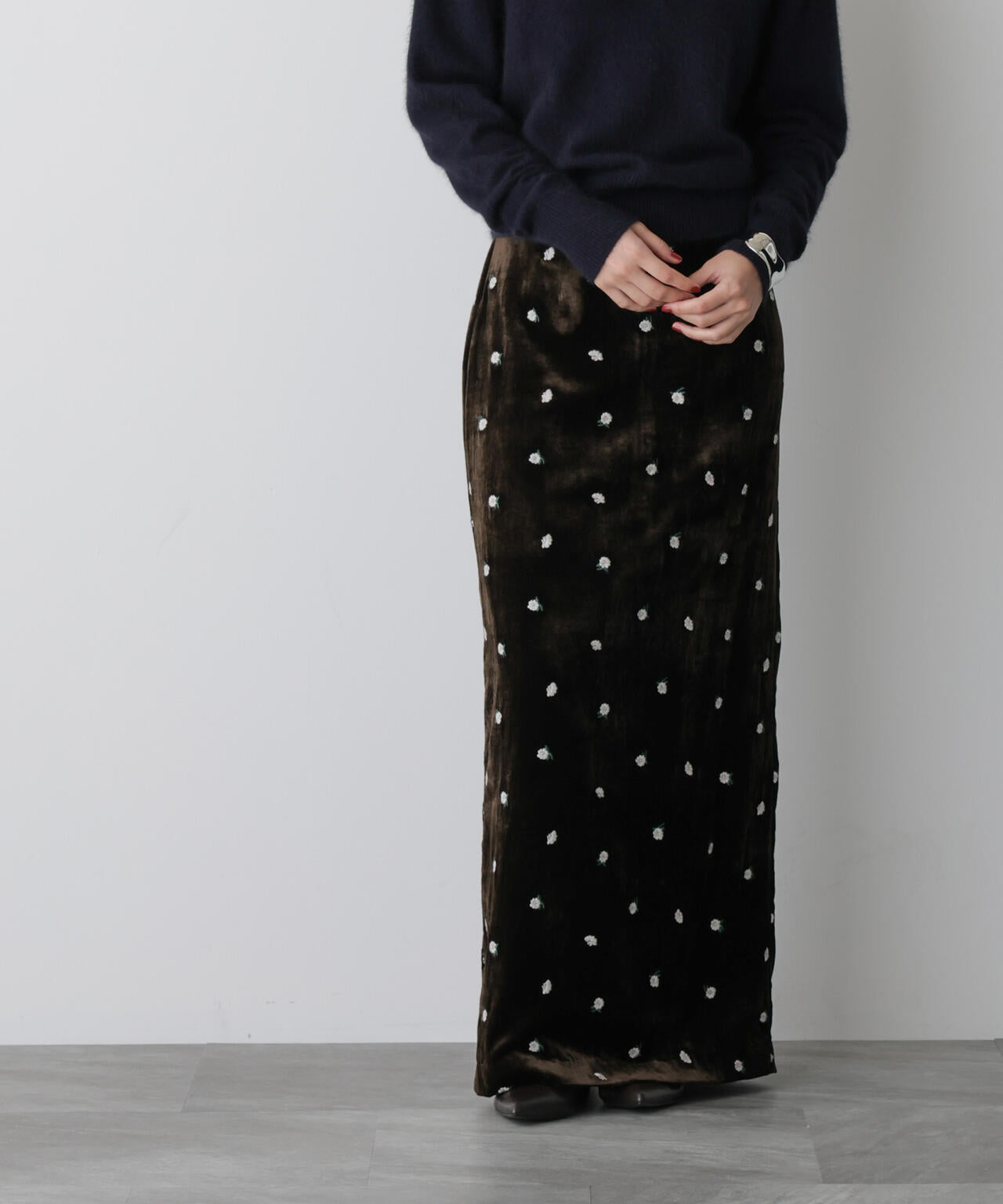 「STEVELOUR」ベロアブルームロングスカート(セットアップ可) 6695230310