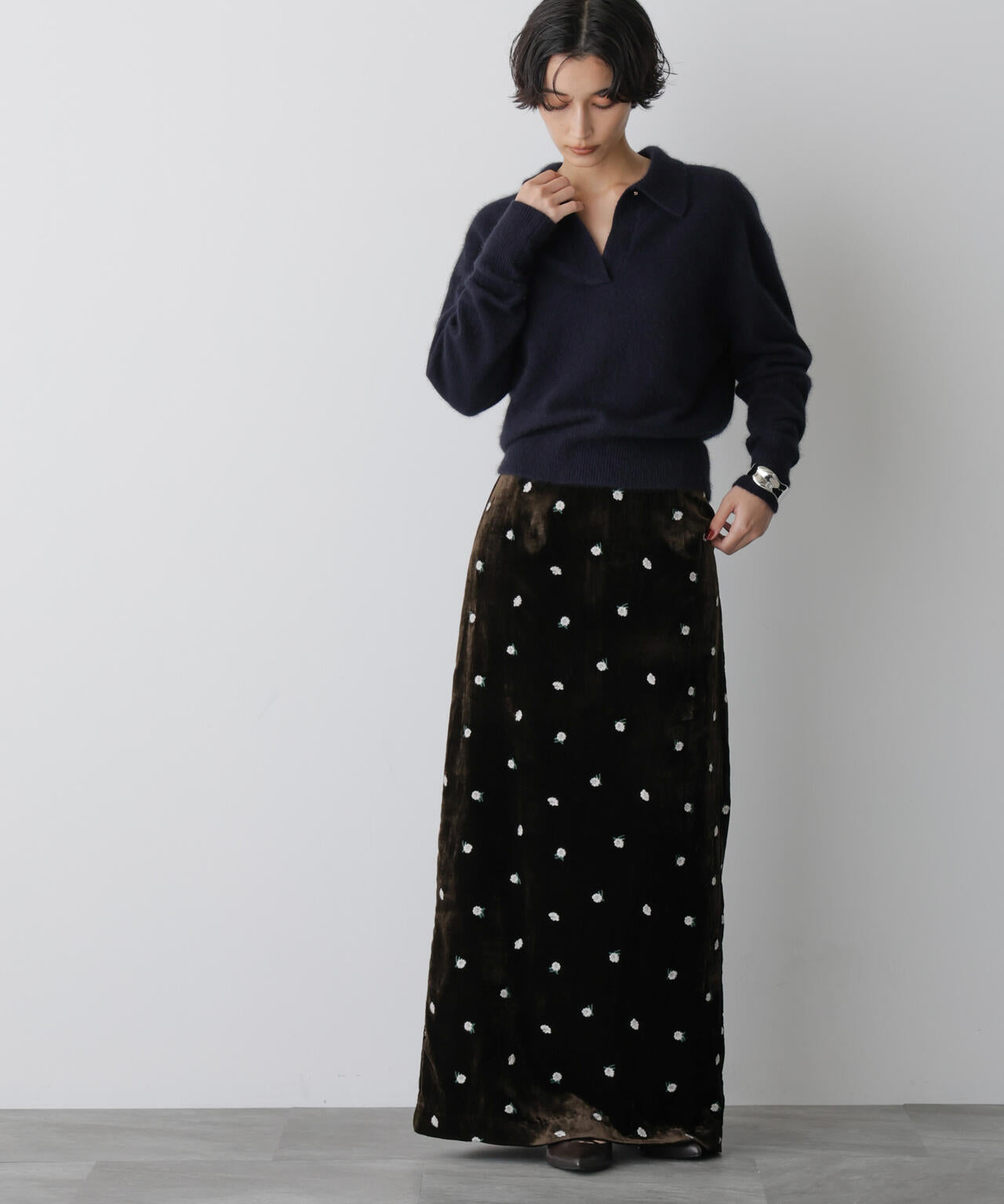 「STEVELOUR」ベロアブルームロングスカート(セットアップ可) 6695230310