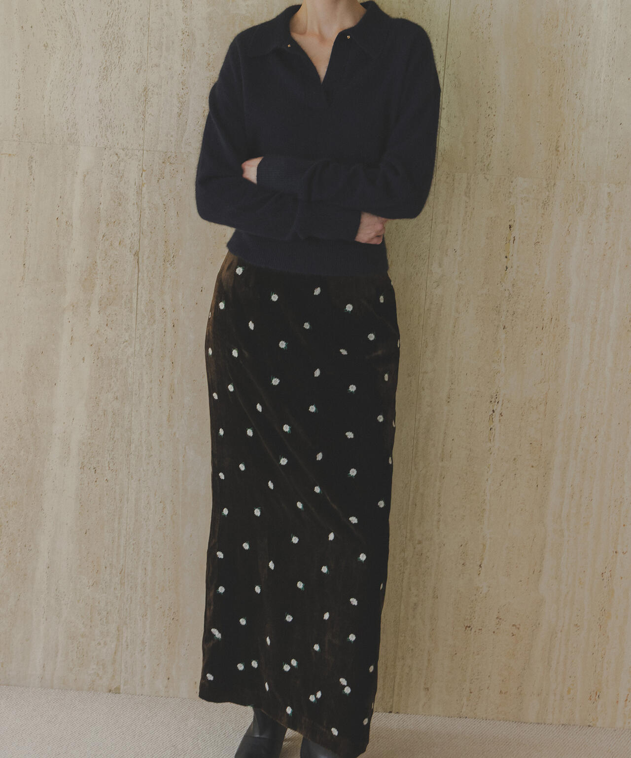 「STEVELOUR」ベロアブルームロングスカート(セットアップ可) 6695230310