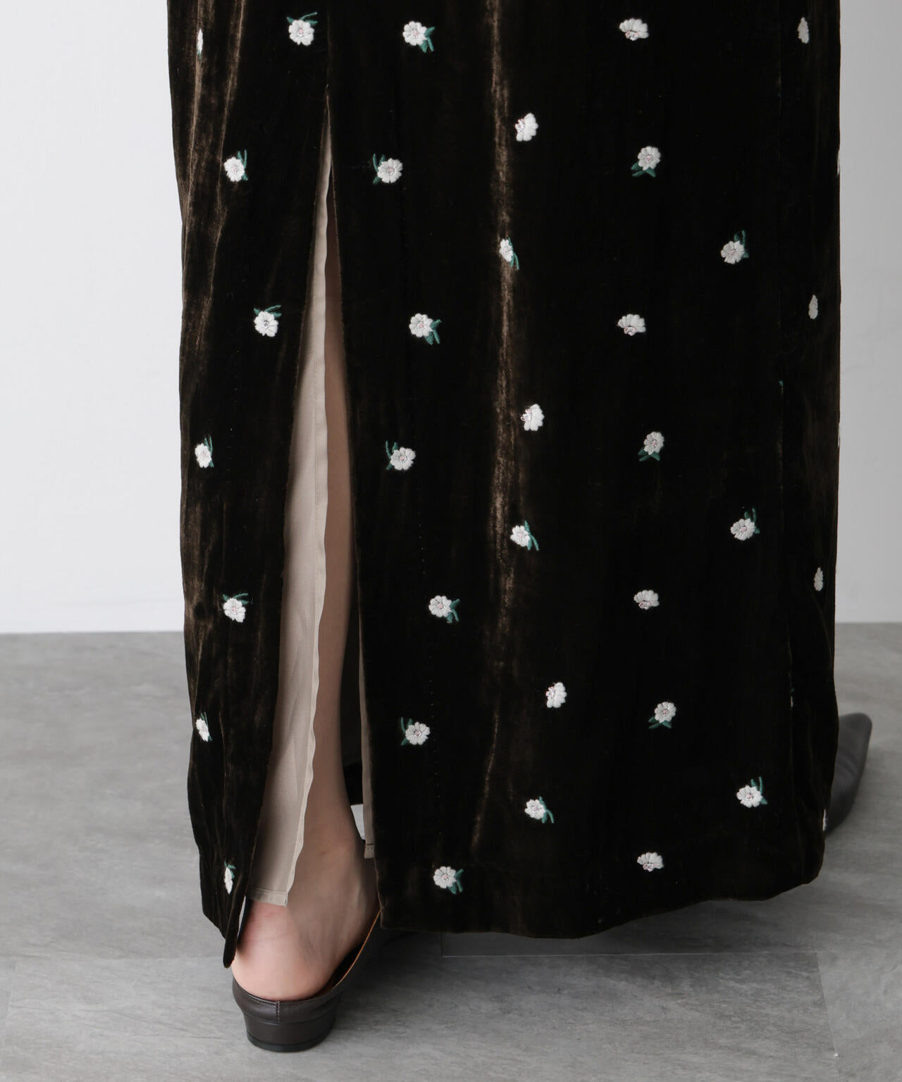 「STEVELOUR」ベロアブルームロングスカート(セットアップ可) 6695230310