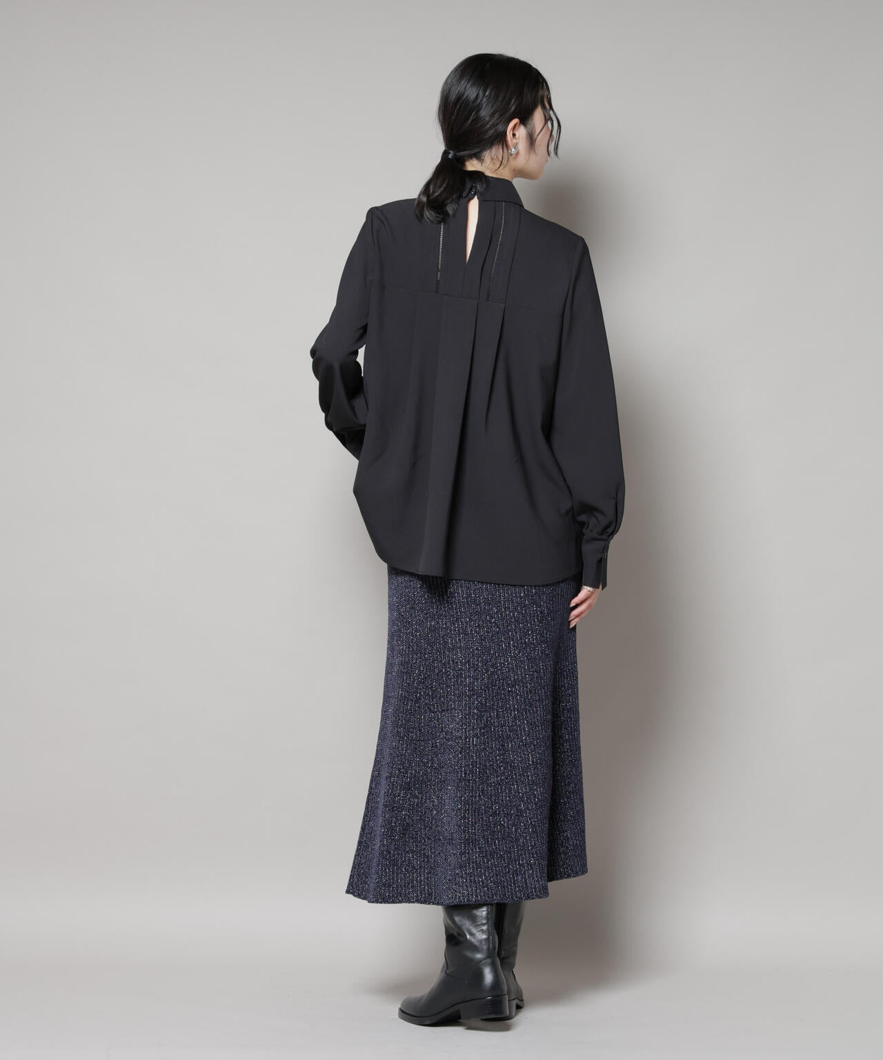 ラメモールワイドリブマーメイドニットスカート(セットアップ可) 6695230315