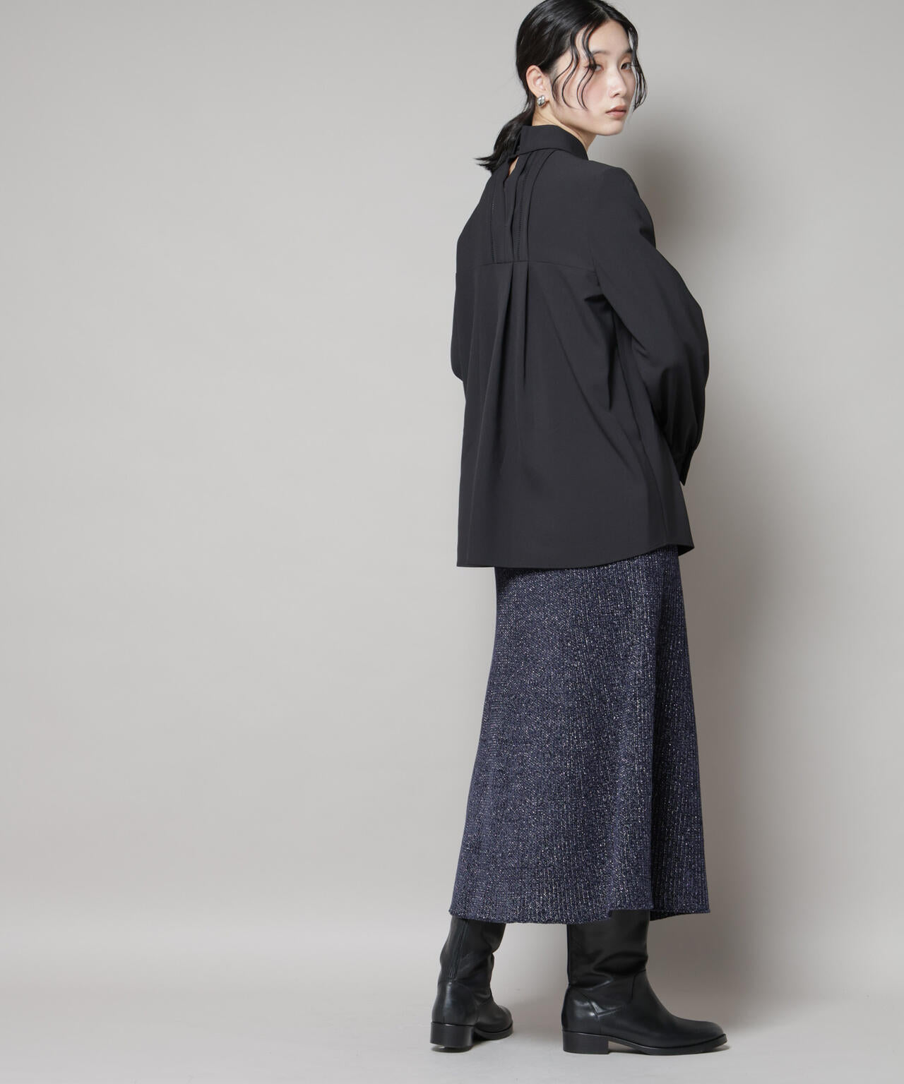 ラメモールワイドリブマーメイドニットスカート(セットアップ可) 6695230315