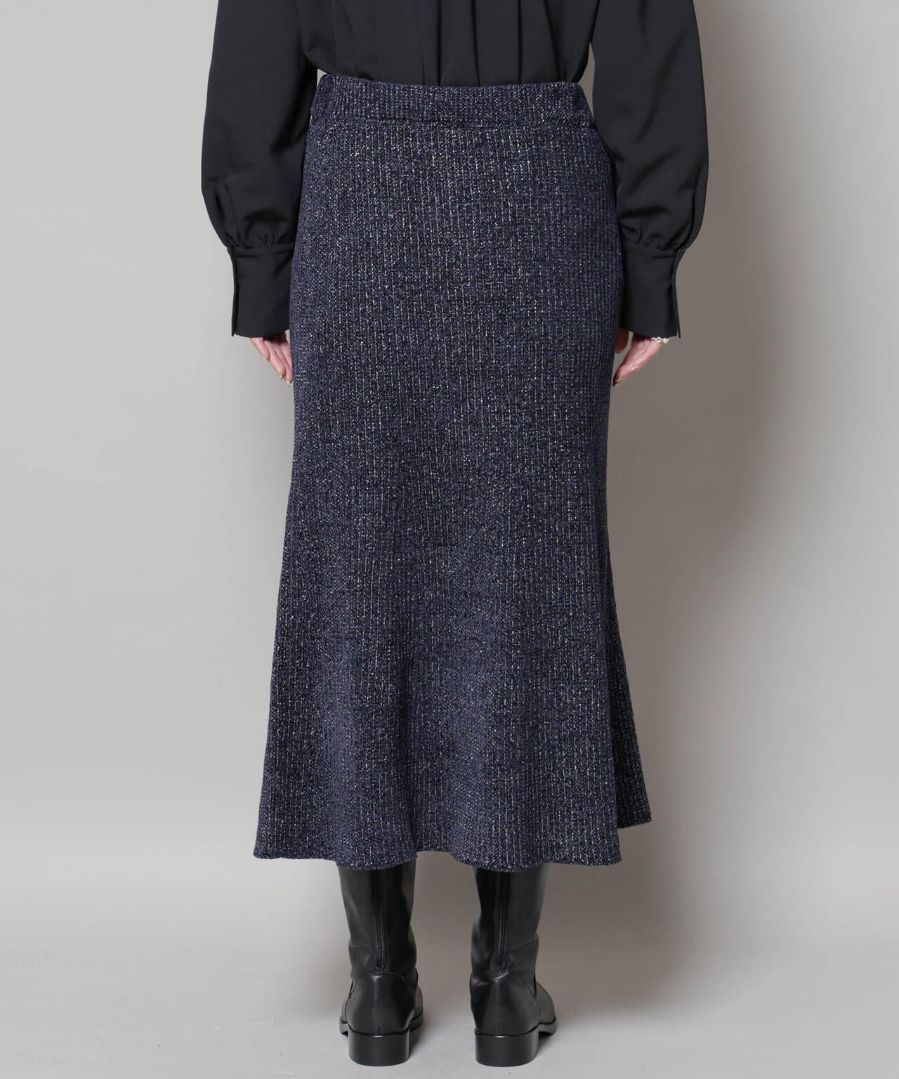 ラメモールワイドリブマーメイドニットスカート(セットアップ可) 6695230315